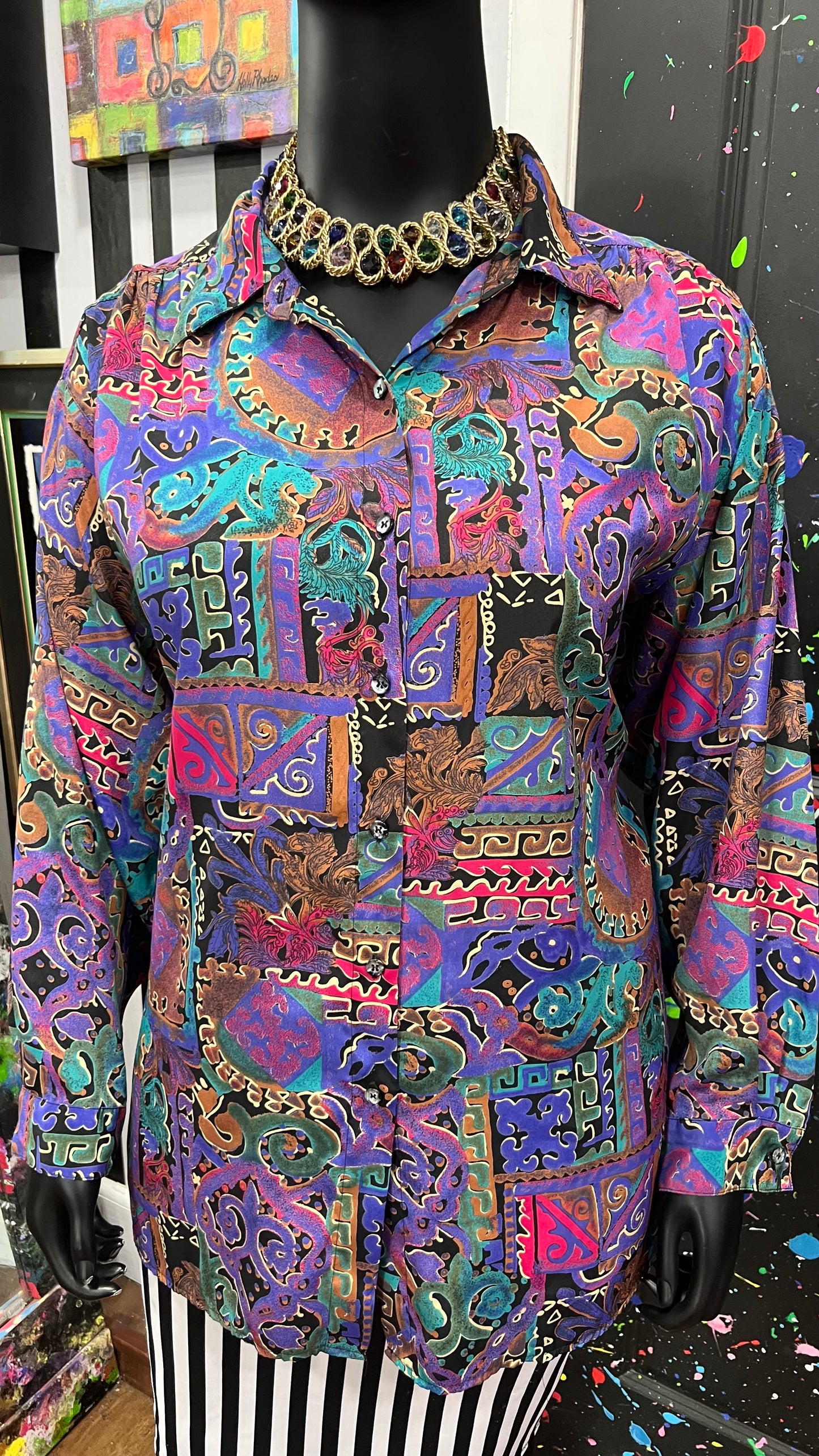 Vintage Abstract 90’s Blouse (22W)