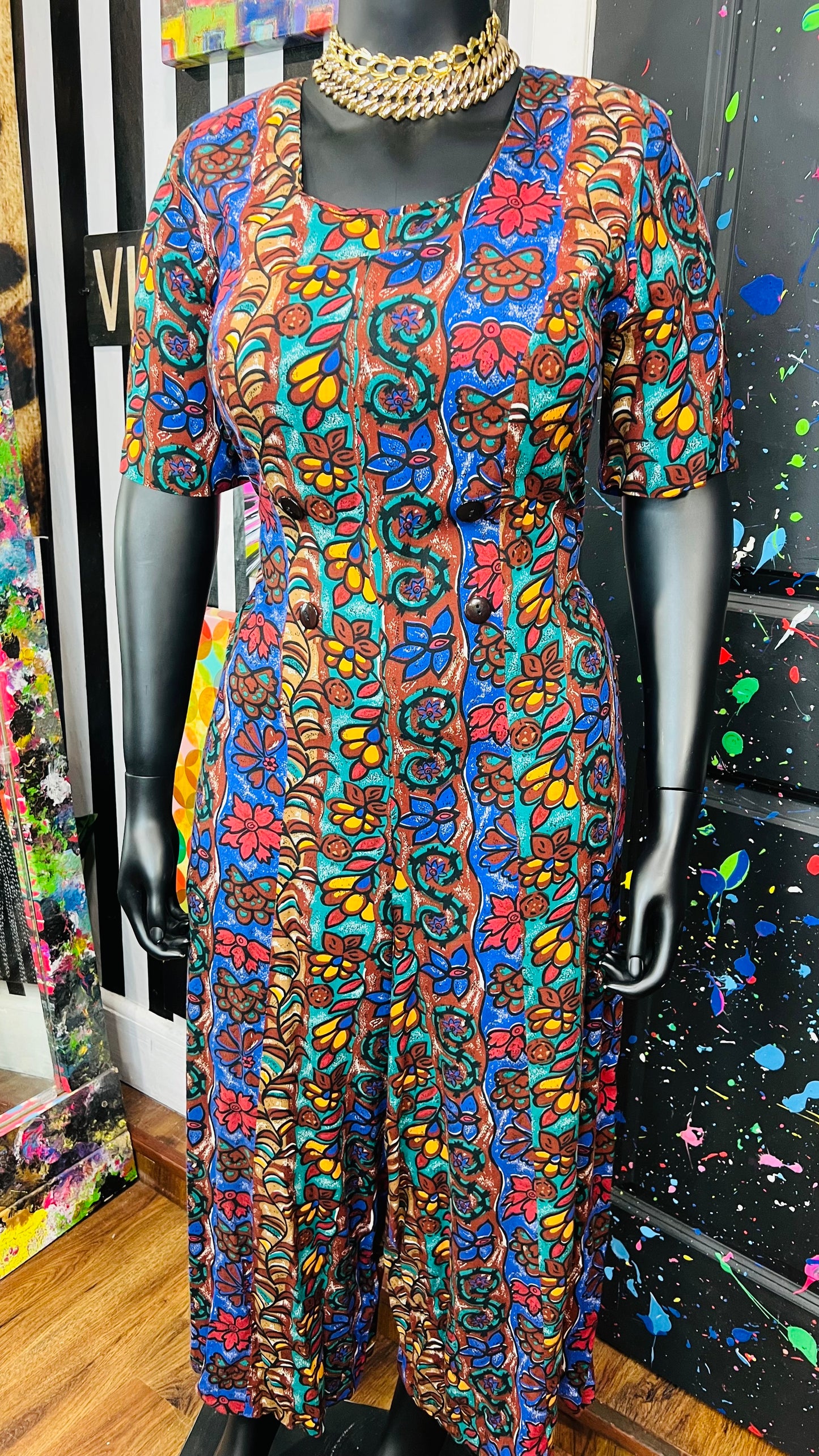 Vintage Rayon Wide Leg Jumpsuit (14/16)