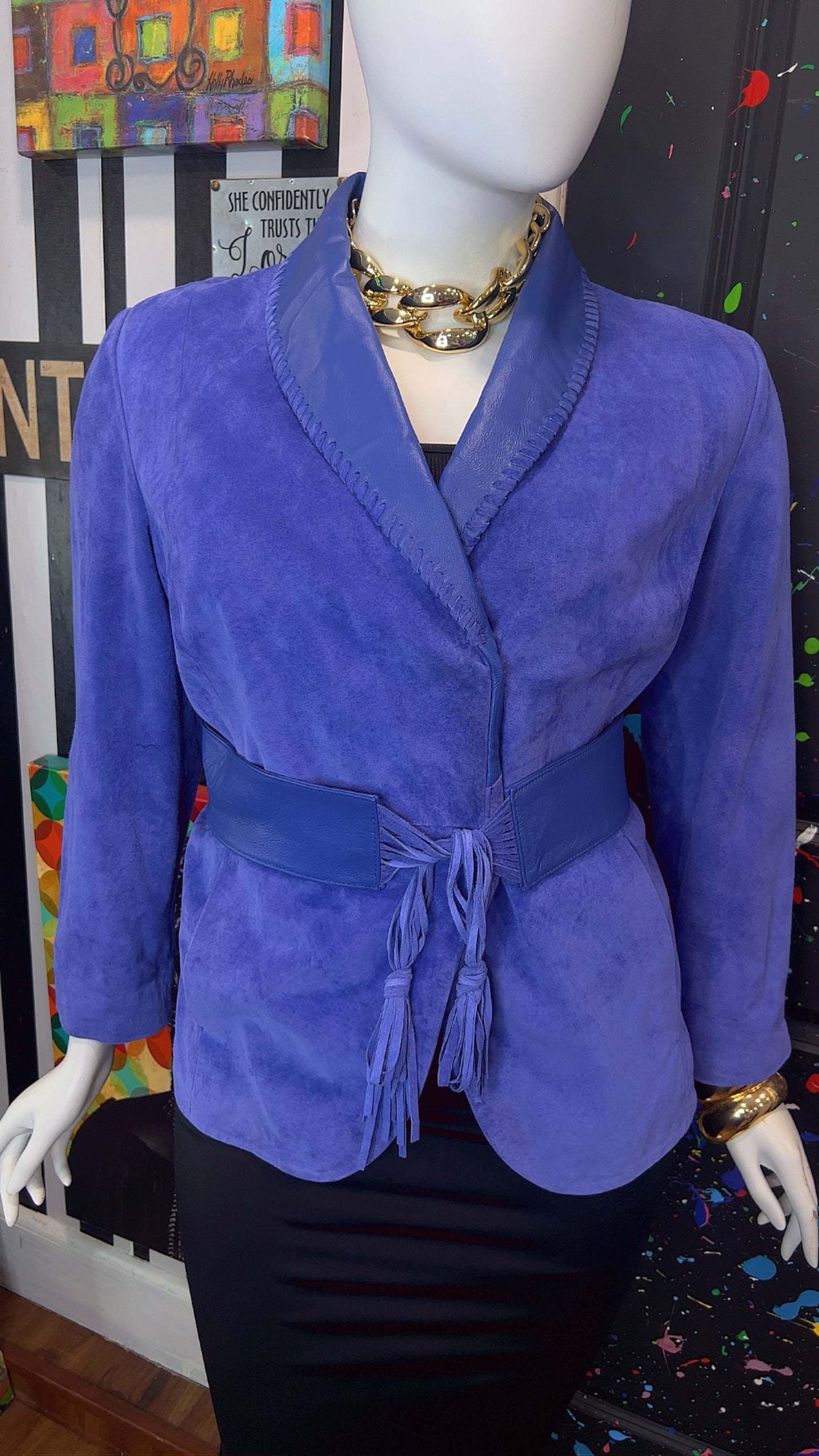 Vintage Suede Leather Jacket with Belt (18)