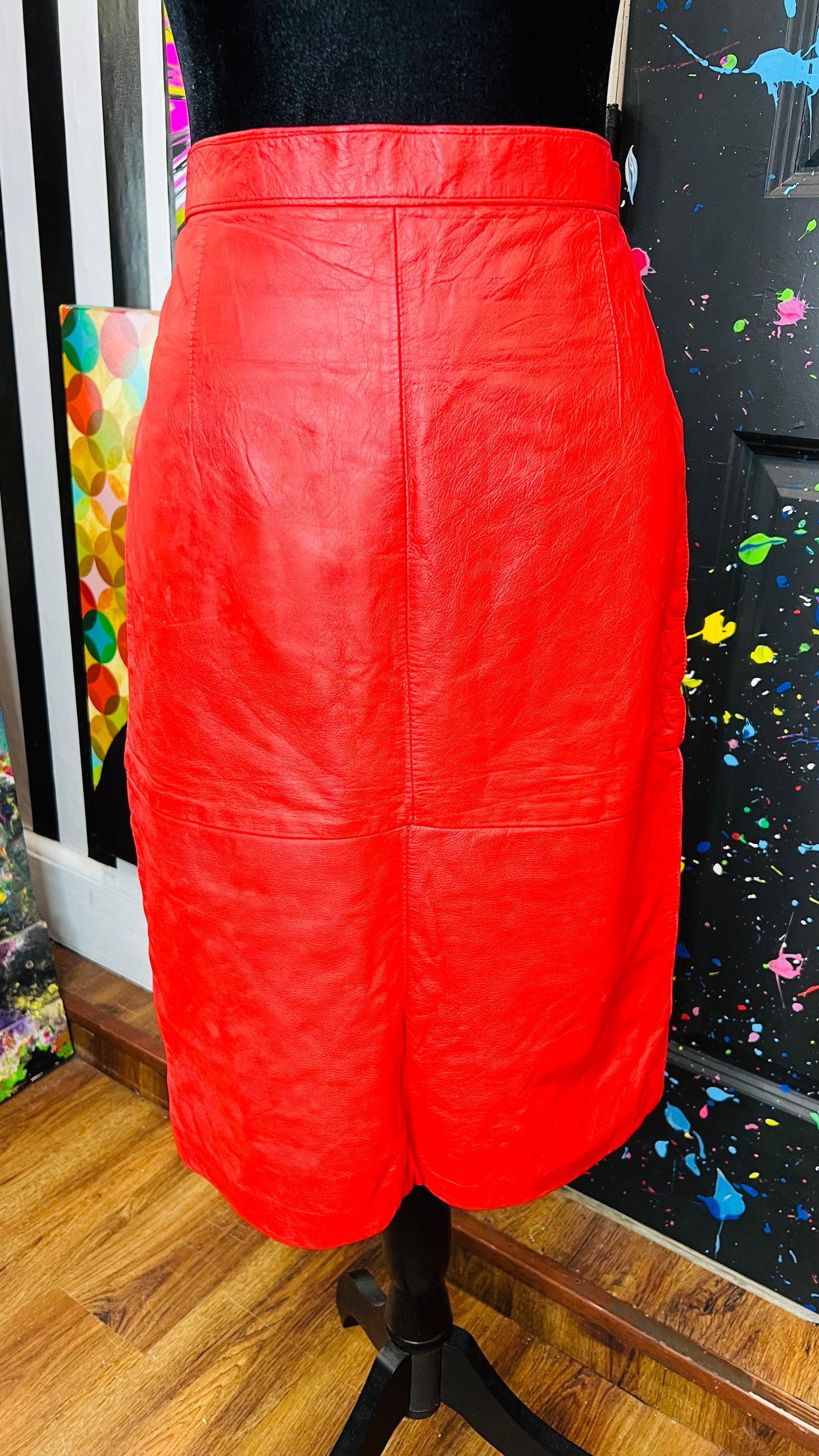 Vintage Red Leather Skirt (16)