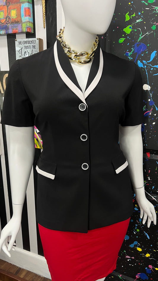 Vintage Black & White Blazer Blouse (18)