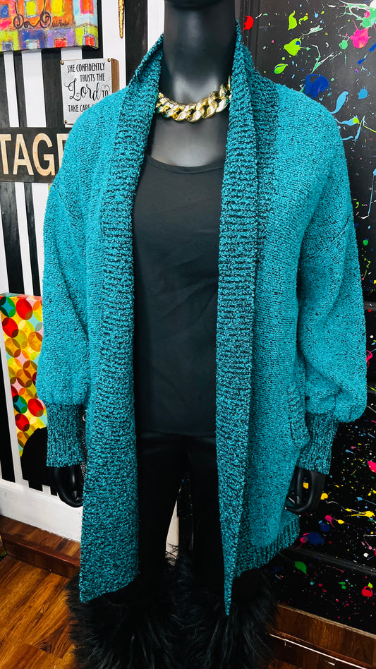 Vintage Comfy Cardigan - Teal (OS)