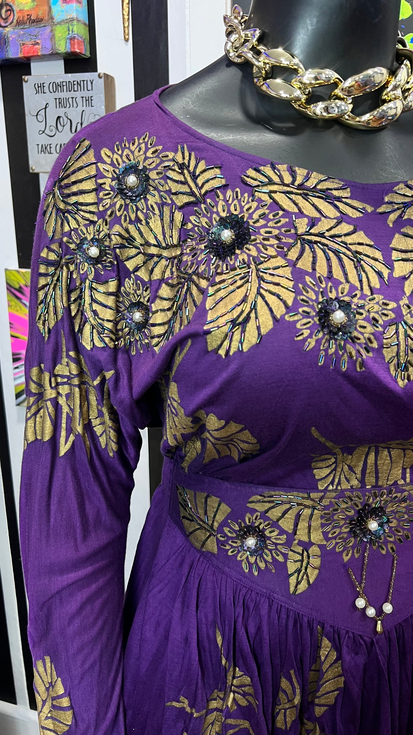 Vintage Rayon Sequin Skirt Set (18)