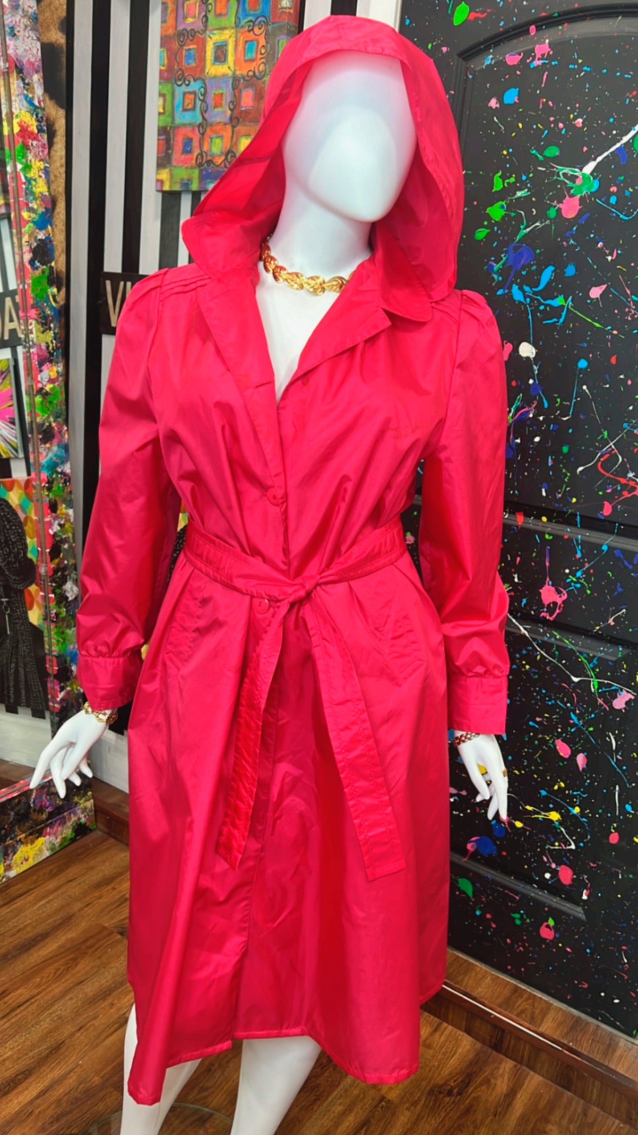 Vintage Pink Rain Trench Coat (20WP)