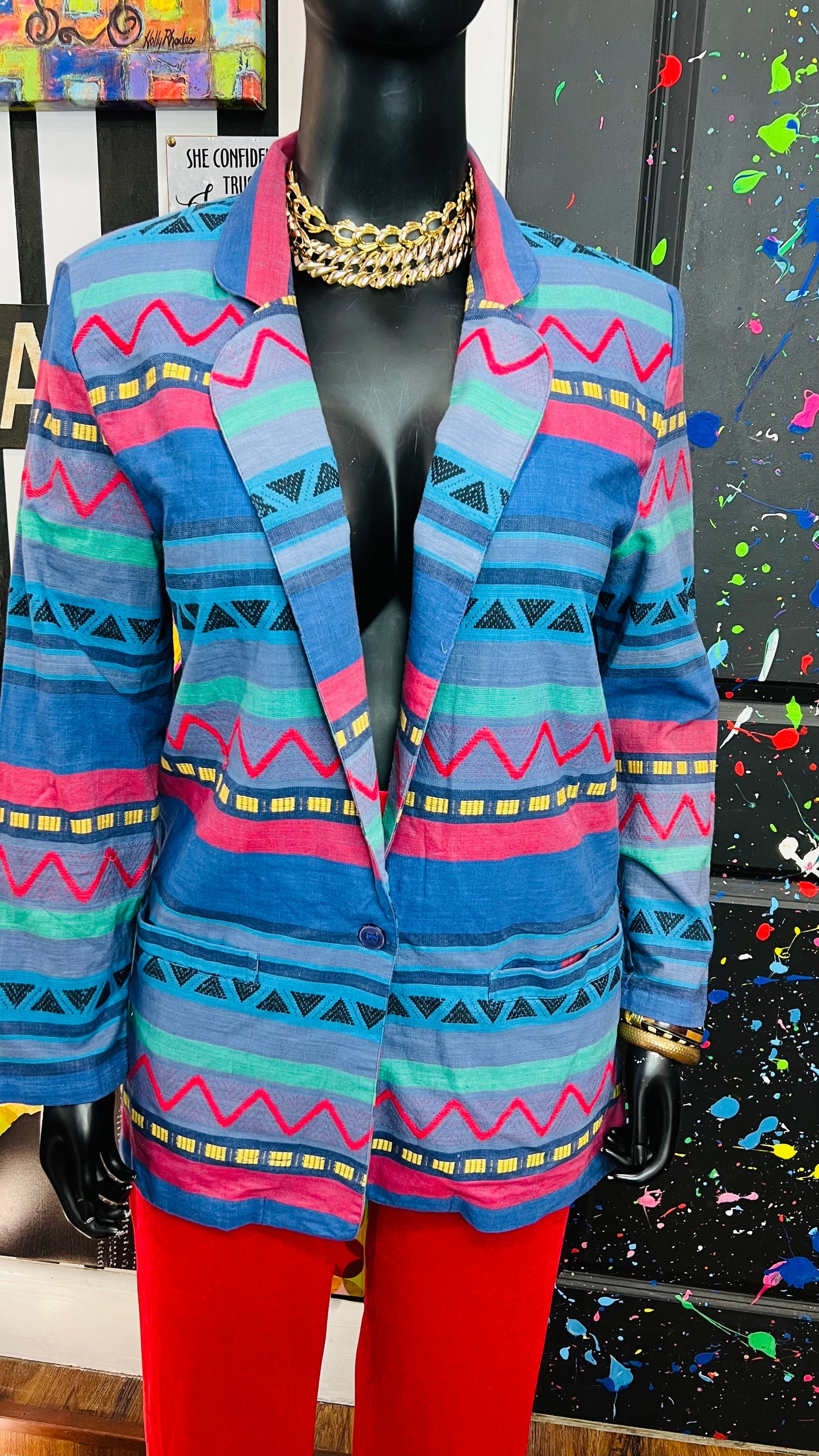 Vintage Tribal Print Blazer (18)