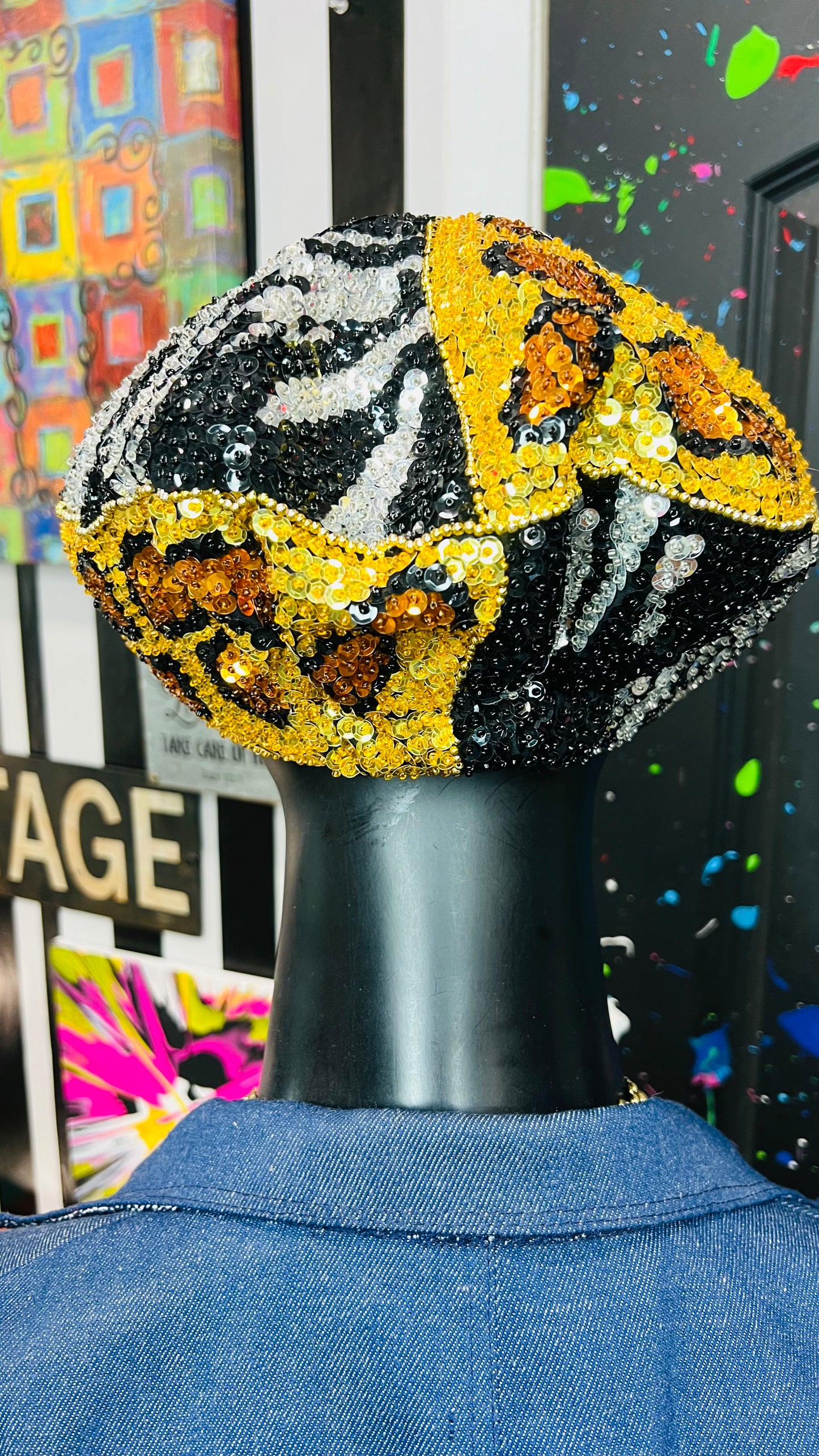 Vintage Sequin Animal Print Hat