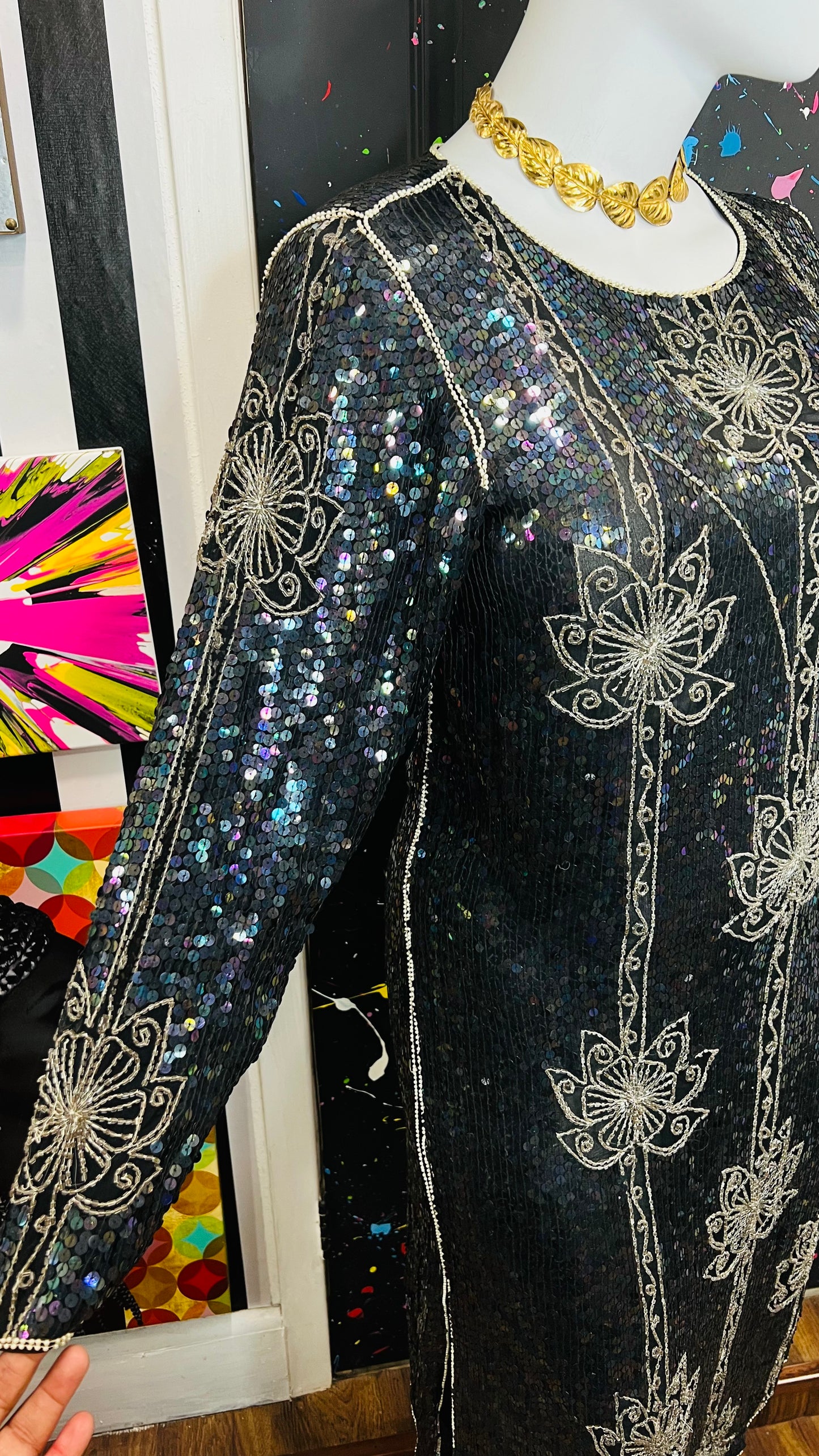 Vintage Silk Sequin Dress (14)