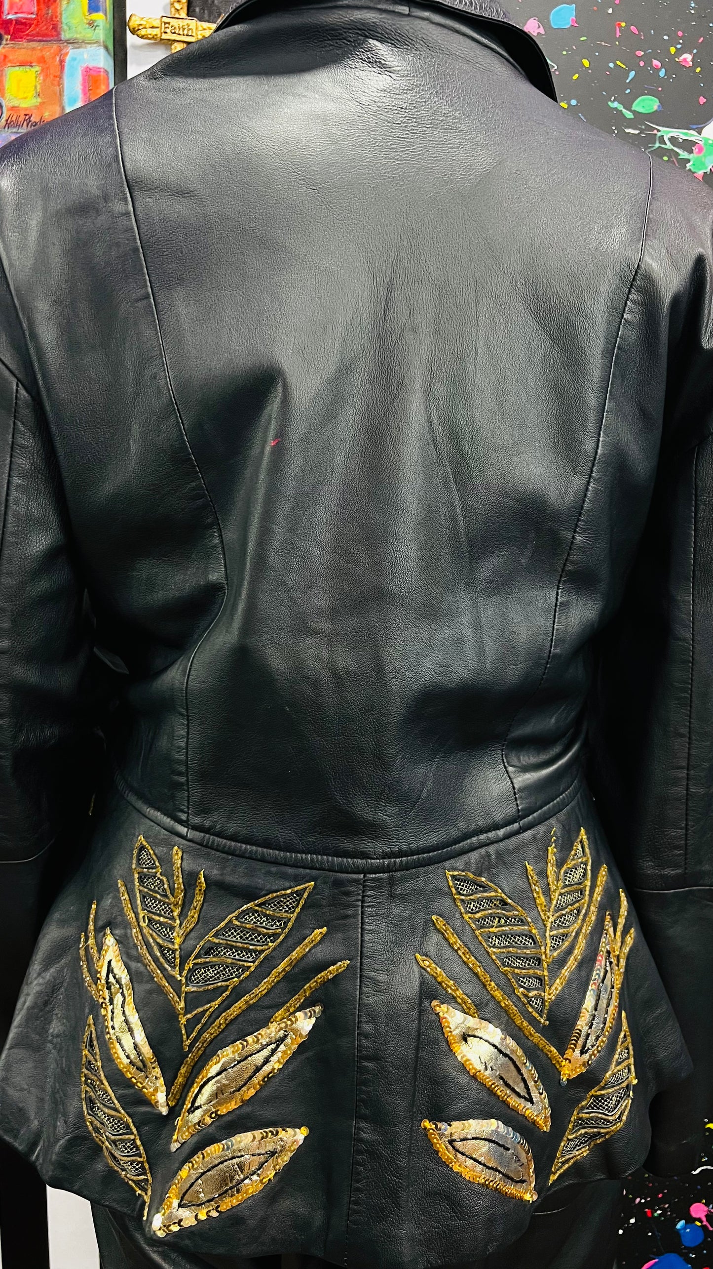 Vintage Genuine Leather & Sequin Skirt Suit (24)