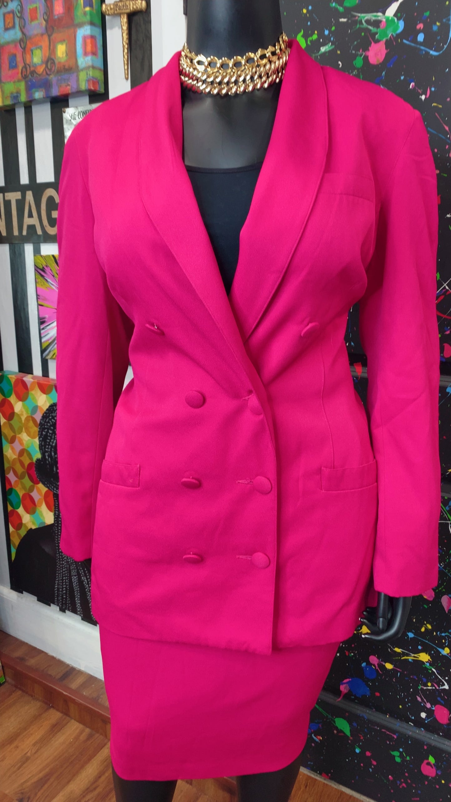 Vintage Pink Blazer & Skirt Set (20)