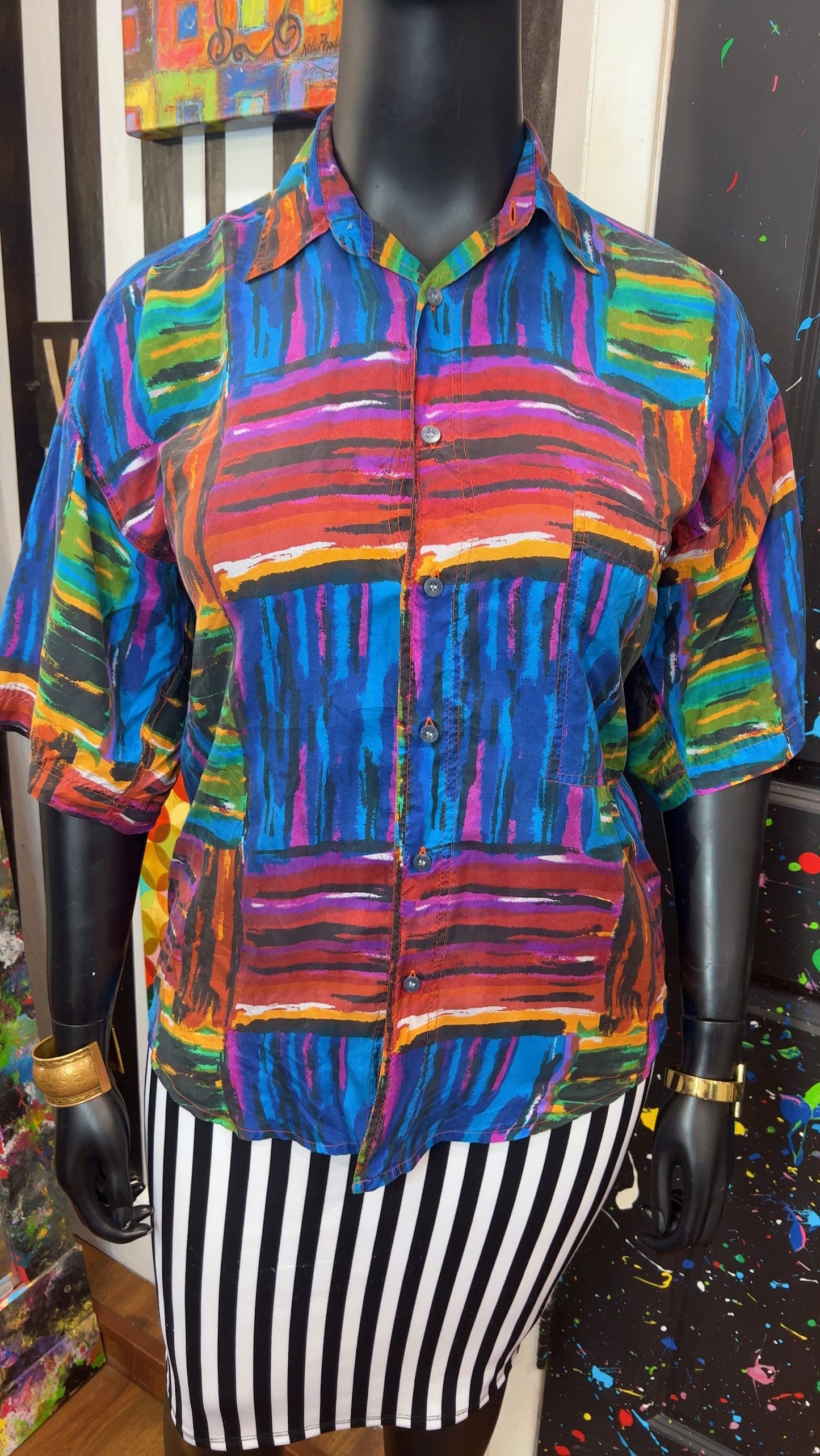 Vintage Abstract 90’s 100% Silk Blouse (16)