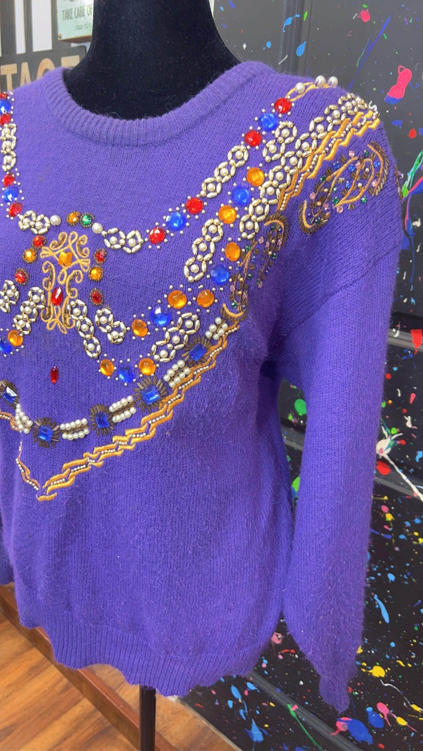 Vintage Jeweled Purple Sweater (14)