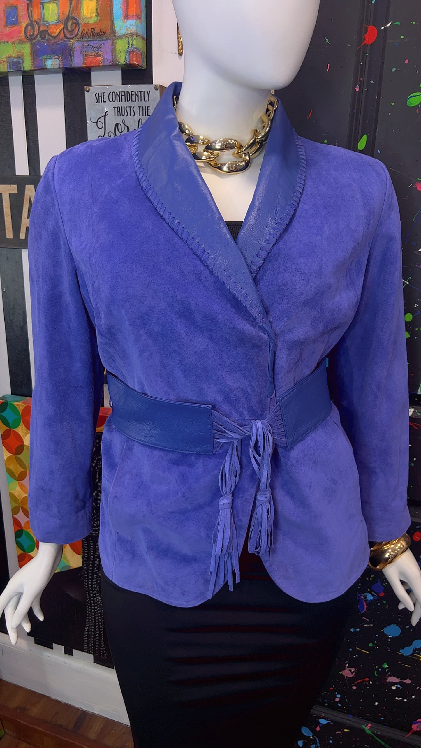 Vintage Suede Leather Jacket with Belt (18)