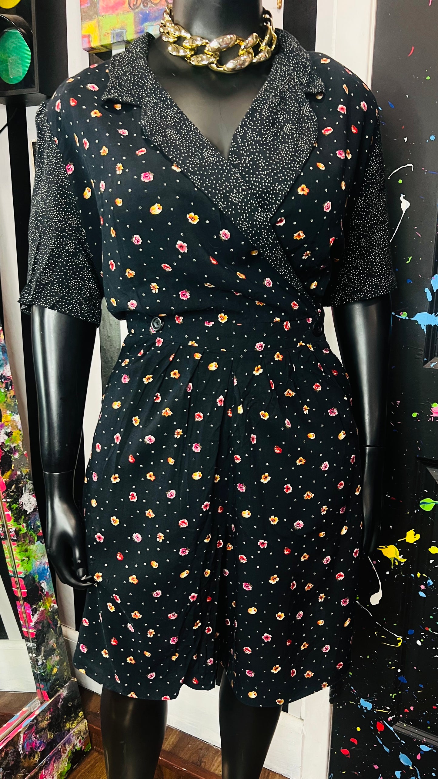Vintage Rayon Mix Print Romper (24W)