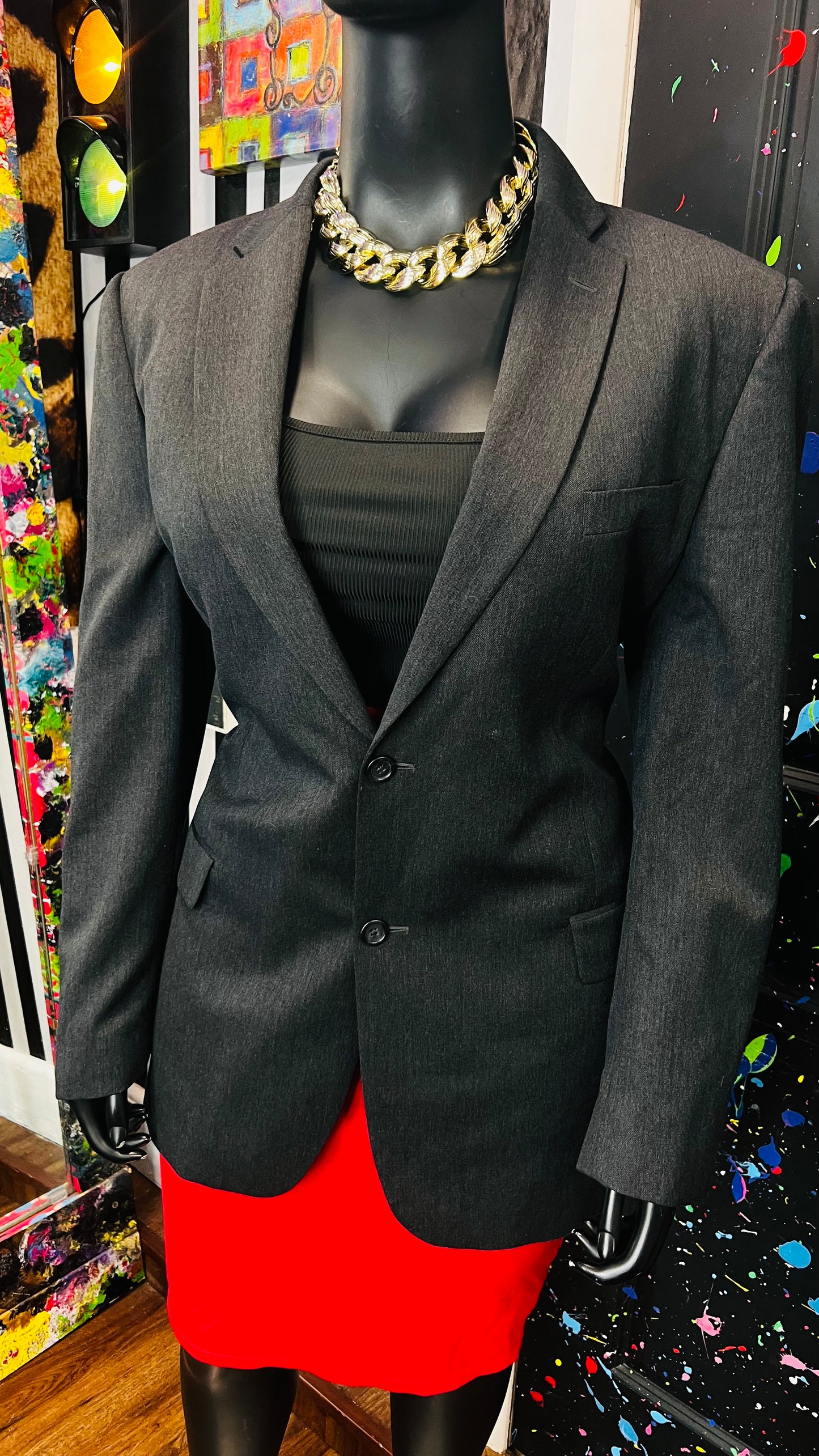 Vintage Dark Grey Blazer (18)