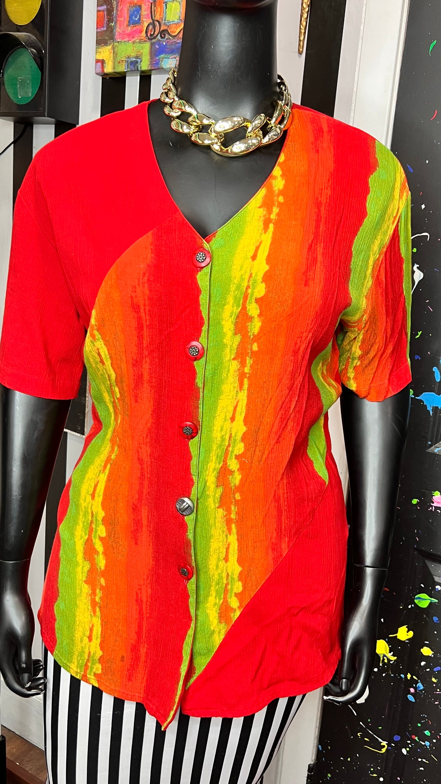 Vintage CM Shapes Rayon Blouse (20)