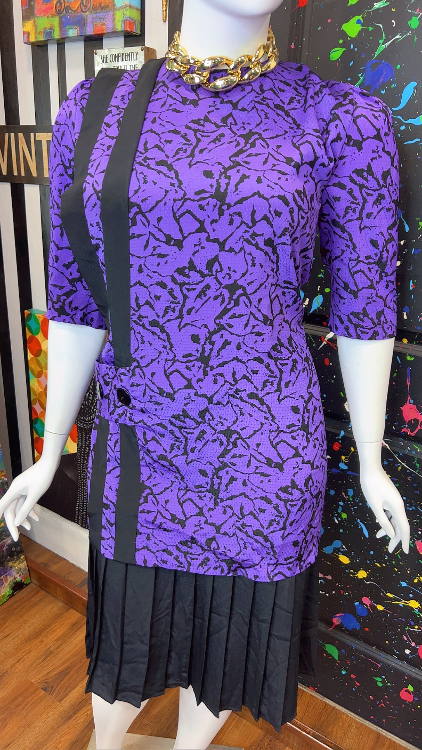 Vintage Purple & Black Dress (16)