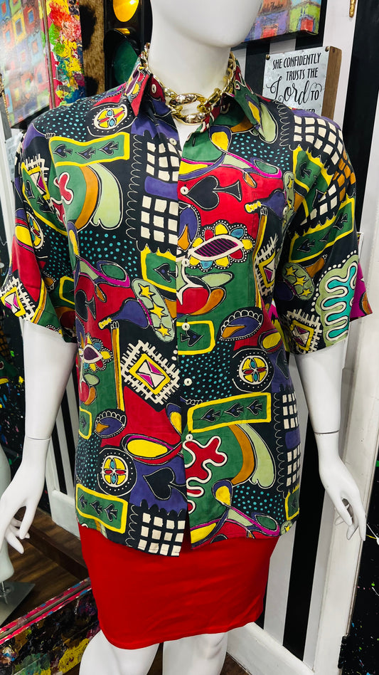 Vintage 100% Silk Funky Blouse (18)