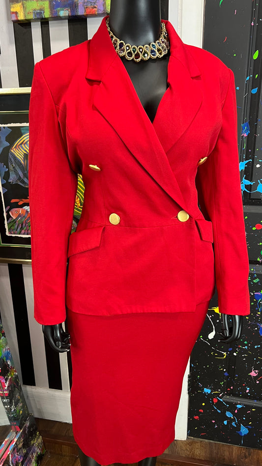 Vintage Red Laura Henson Skirt Suit (20)