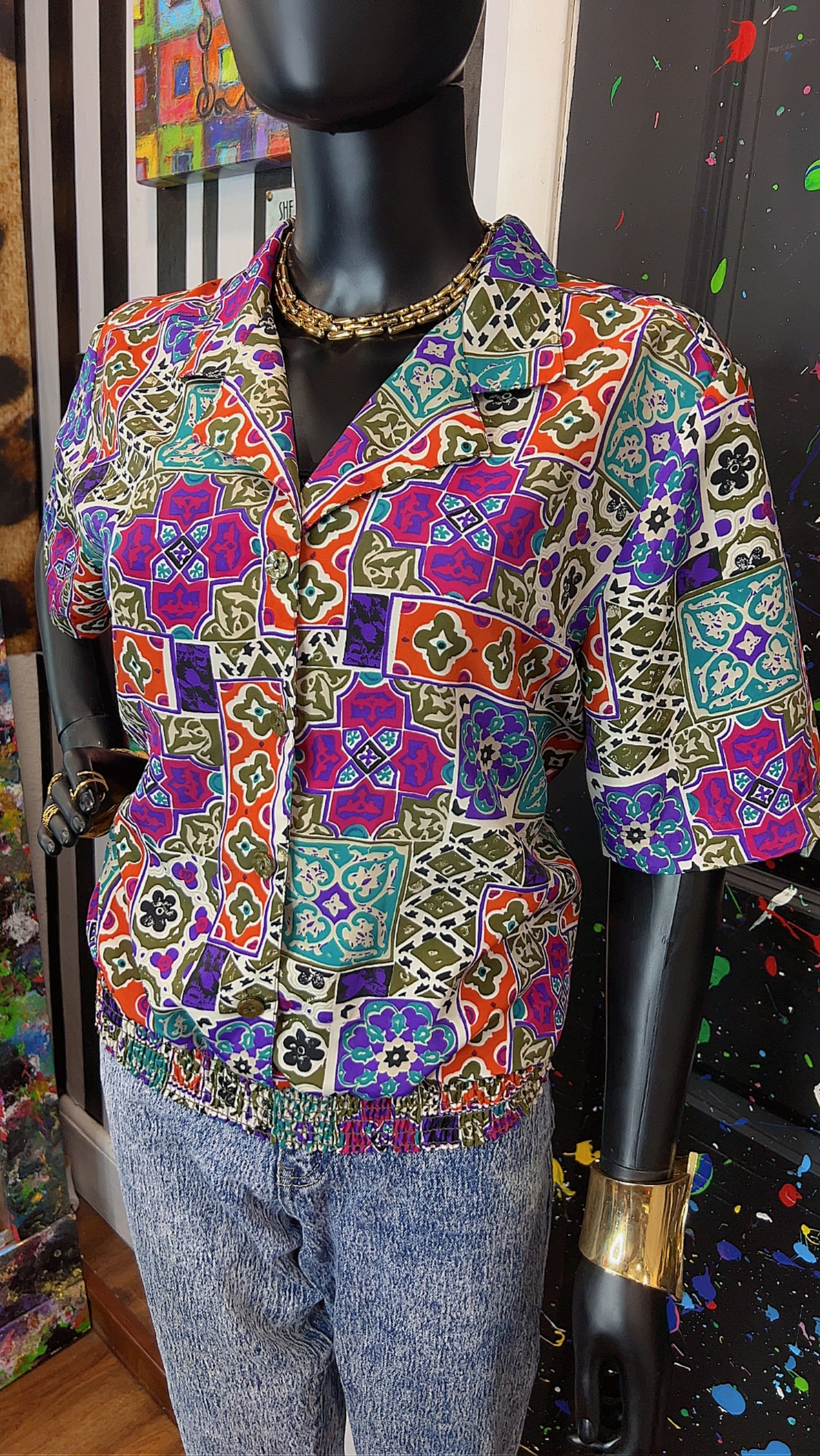 Vintage Mix Print Blouse (12)