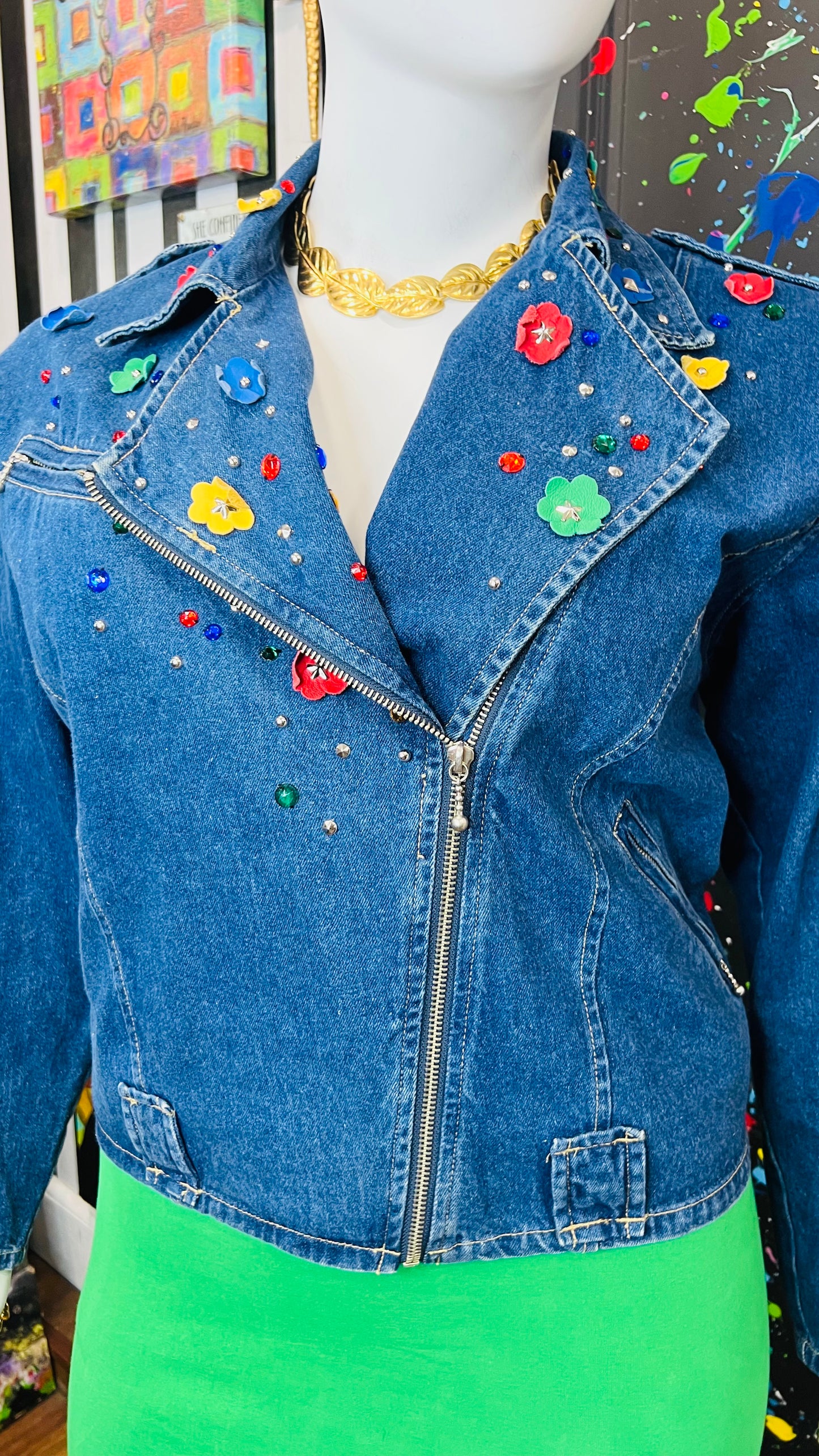 Vintage Carole Little Denim Cropped Jacket (16)