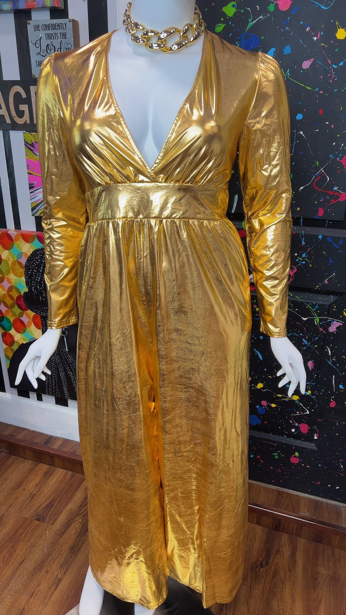 Metallic Gold Jumpsuit New W/Tags (14)