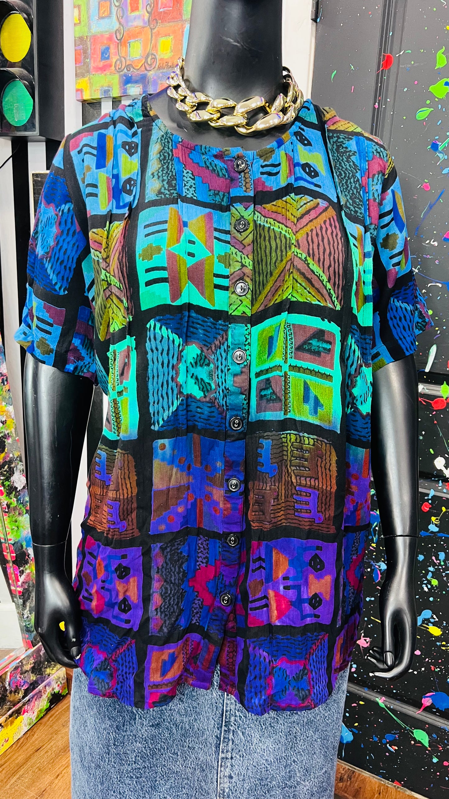 Vintage Abstract 90’s Rayon Blouse (26)