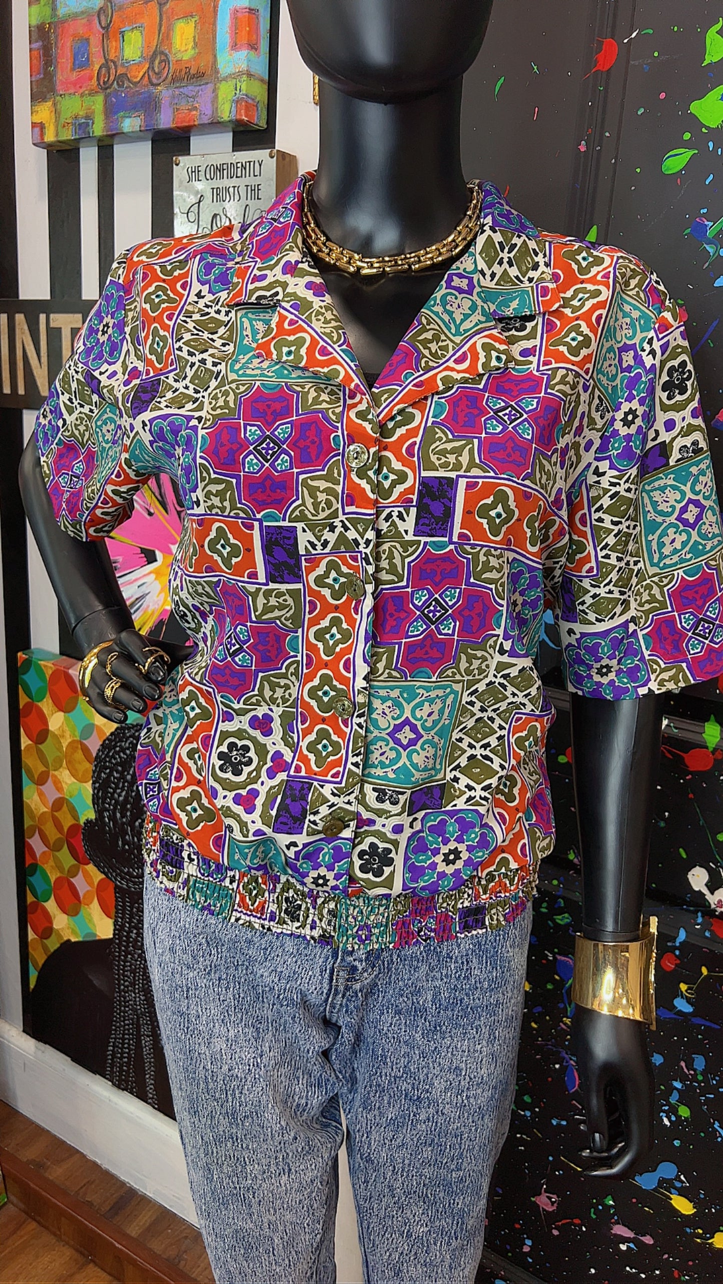 Vintage Mix Print Blouse (12)