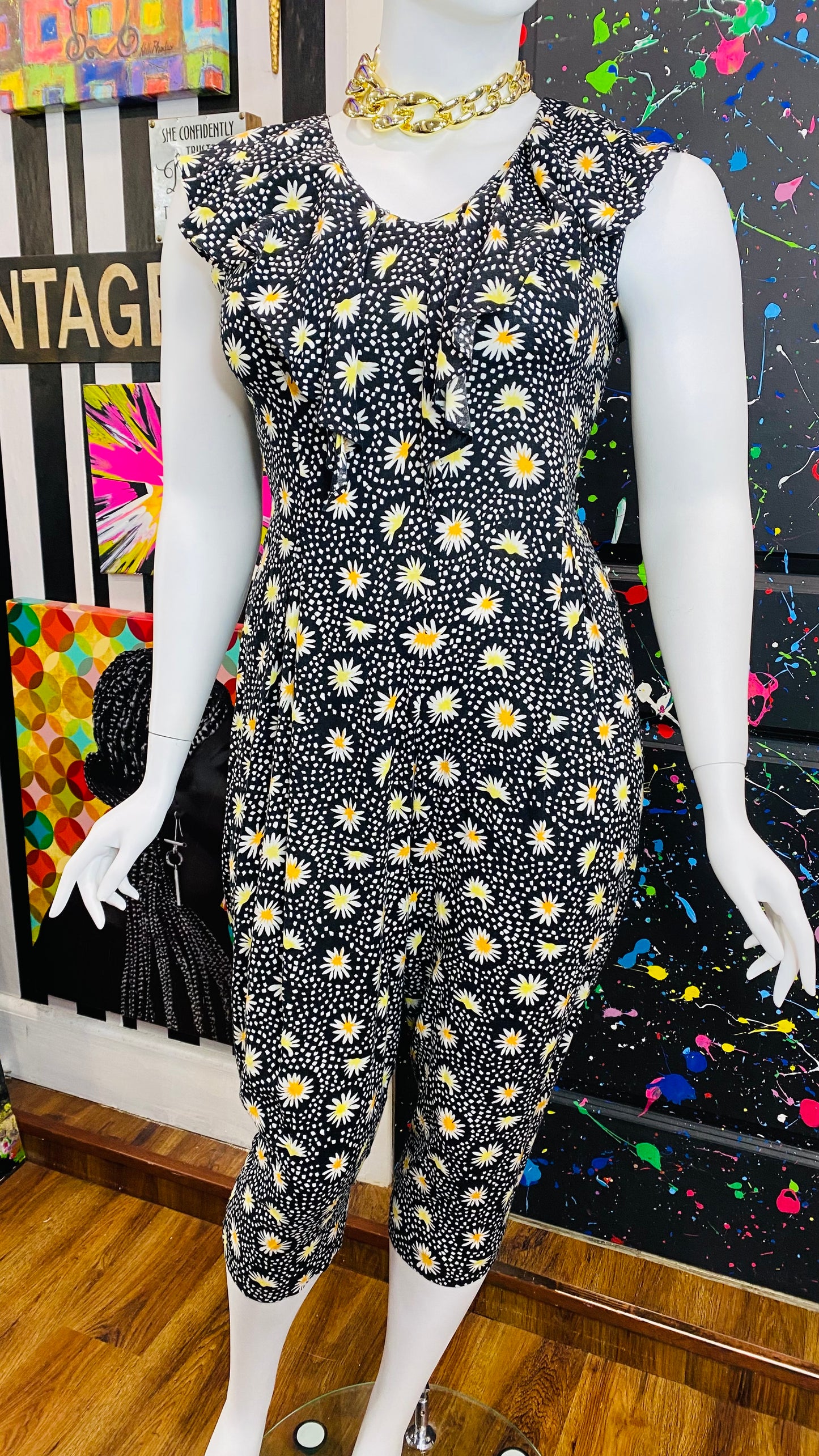 Vintage Rayon Sunflower Jumpsuit (12)