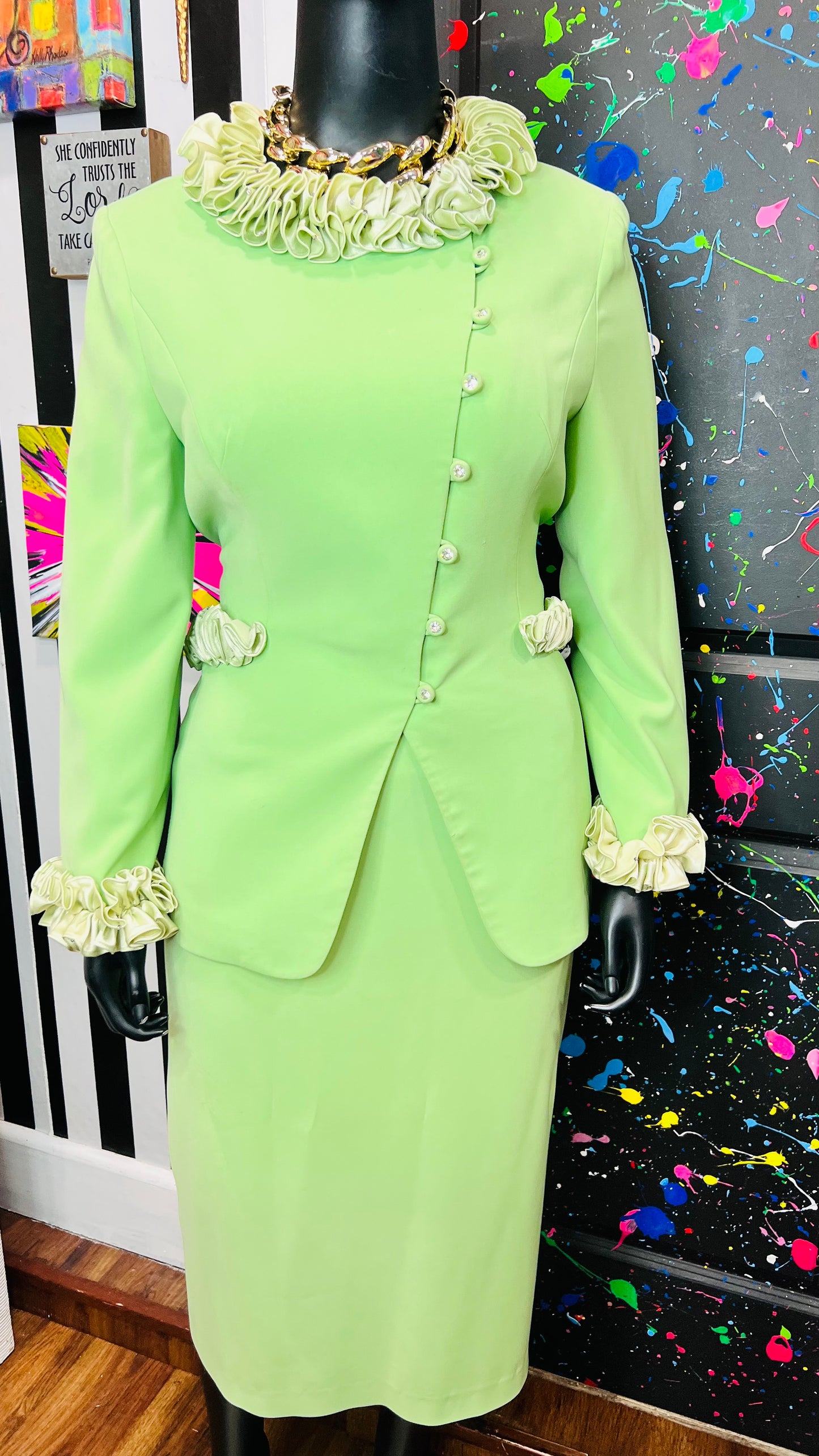Vintage Mint Luxury Skirt Suit (16)