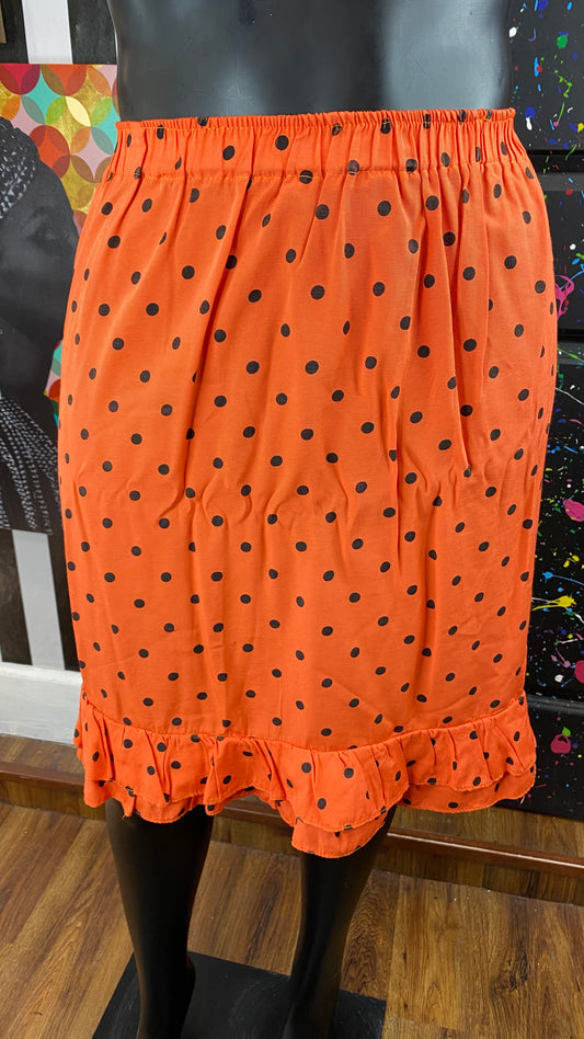 Black & Orange Polkadot Skirt