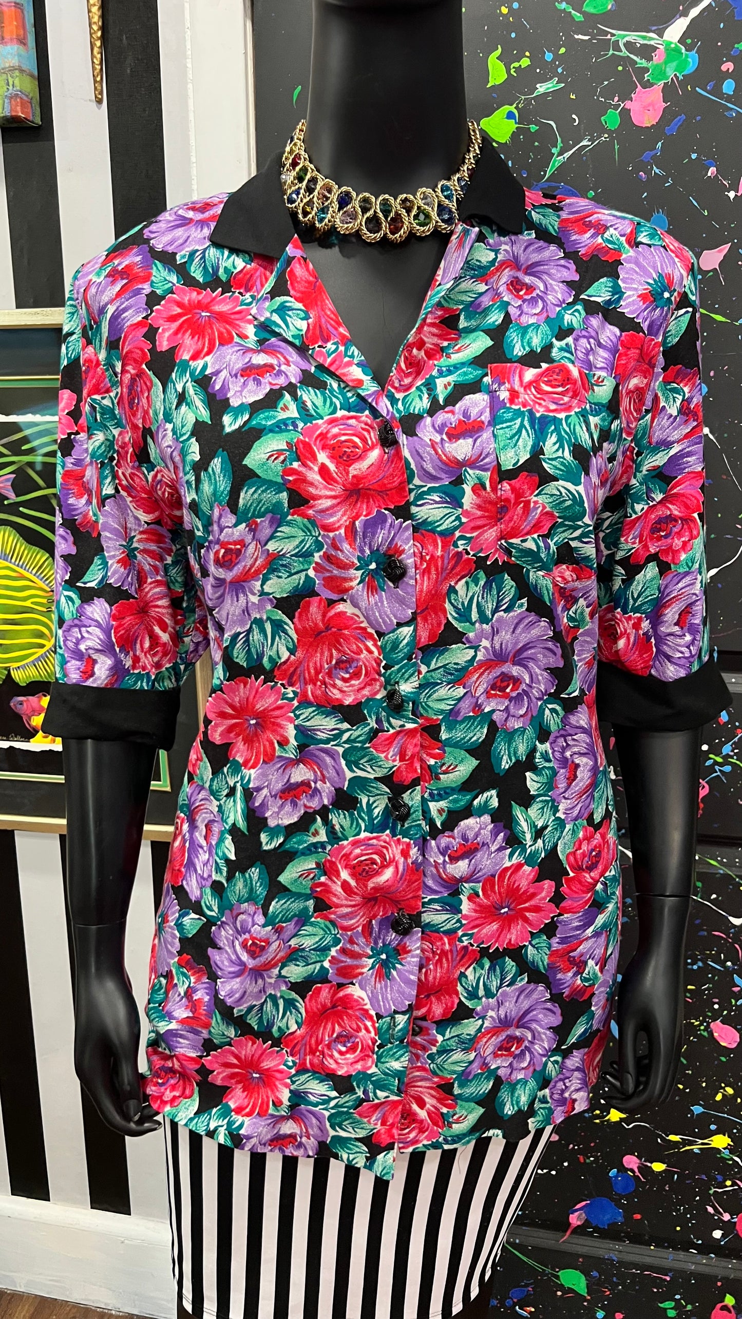 Vintage Collared 80’s Floral Blouse (20)