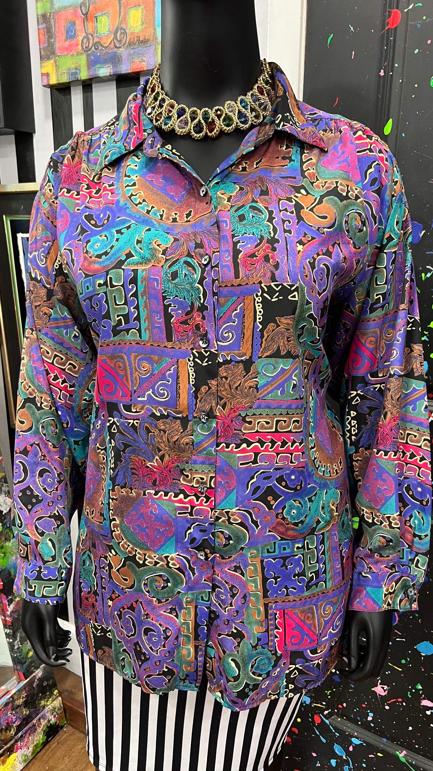 Vintage Abstract 90’s Blouse (22W)