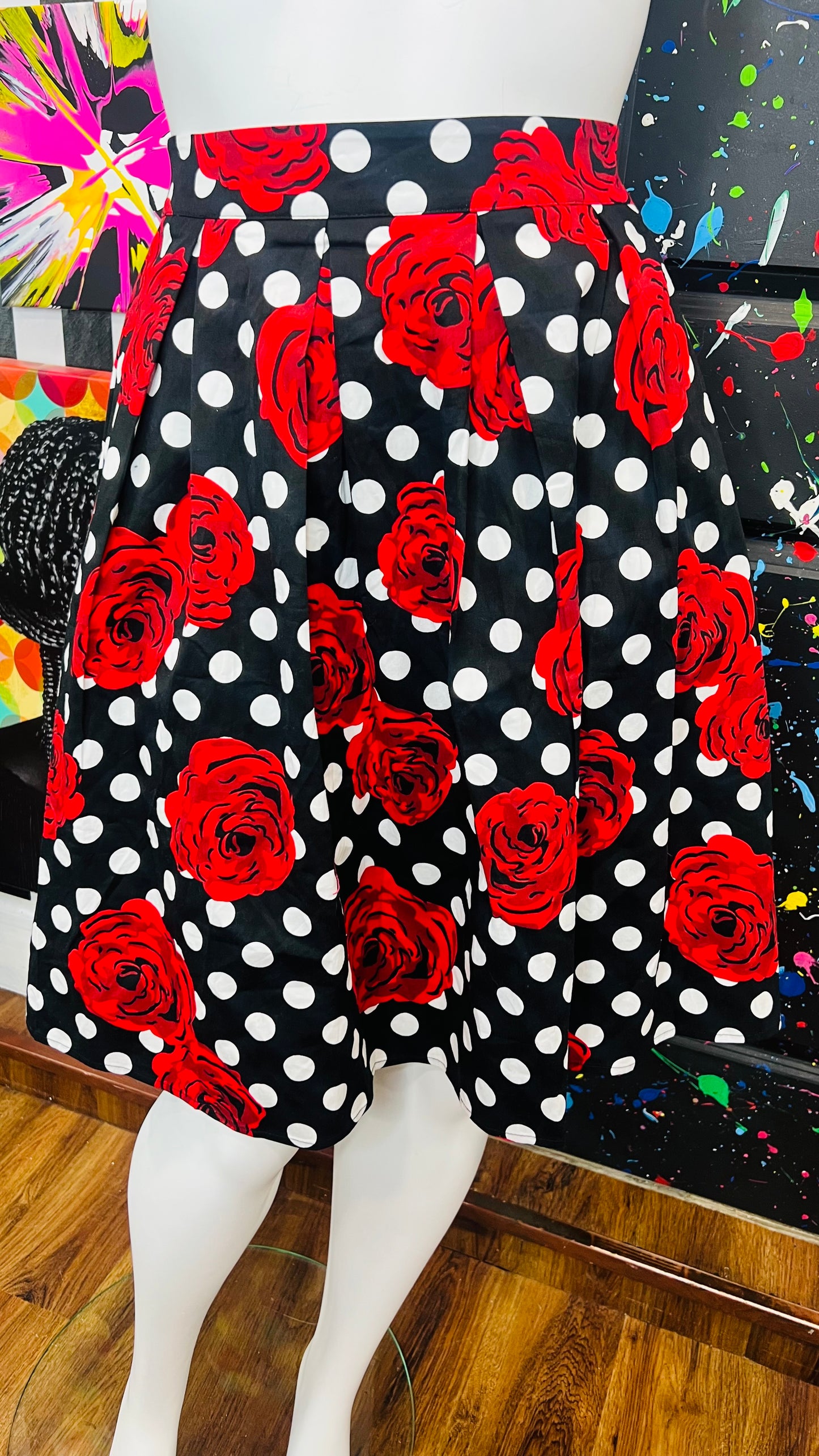 Y2K Polka Dot & Rose Skirt (16)