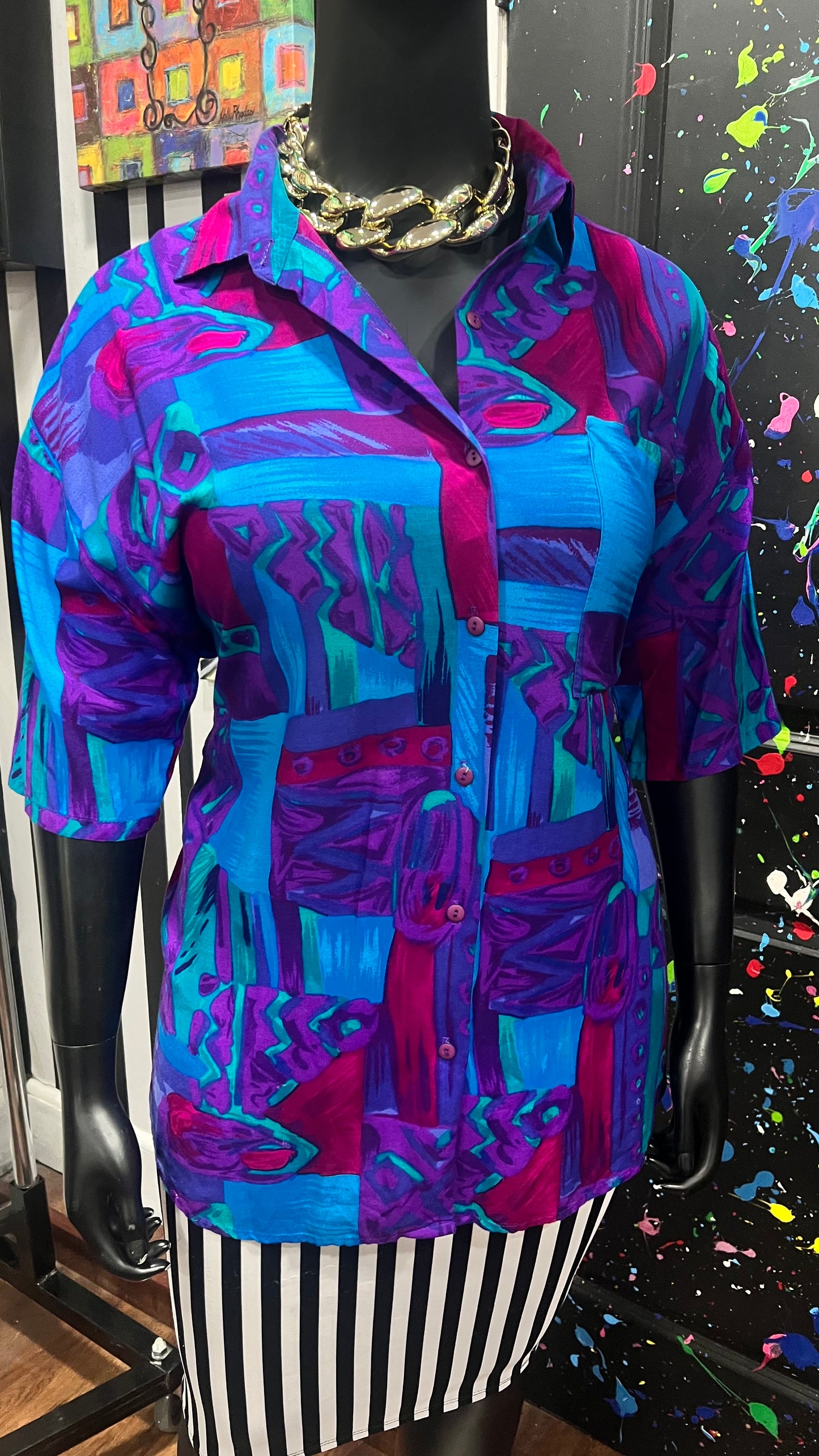 Vintage Rayon Funky Blouse (18W)