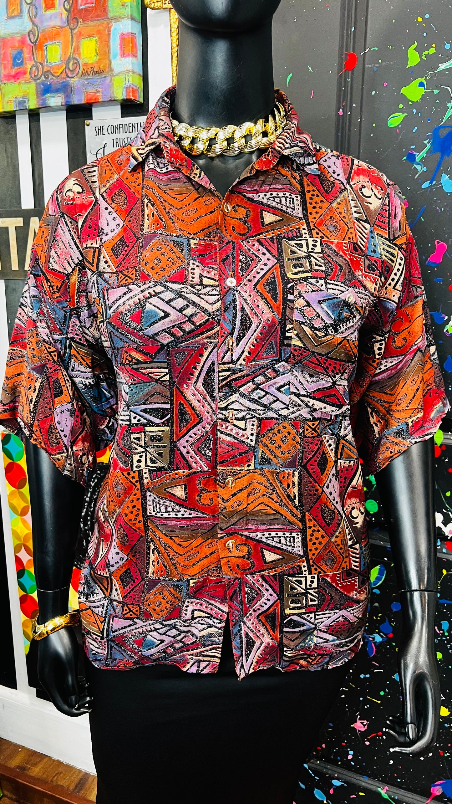 Vintage Rayon Abstract Blouse (22)
