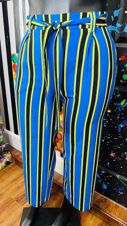 Ashley Stewart New w/ Tags Yellow Black & White Striped Capris (14/16)