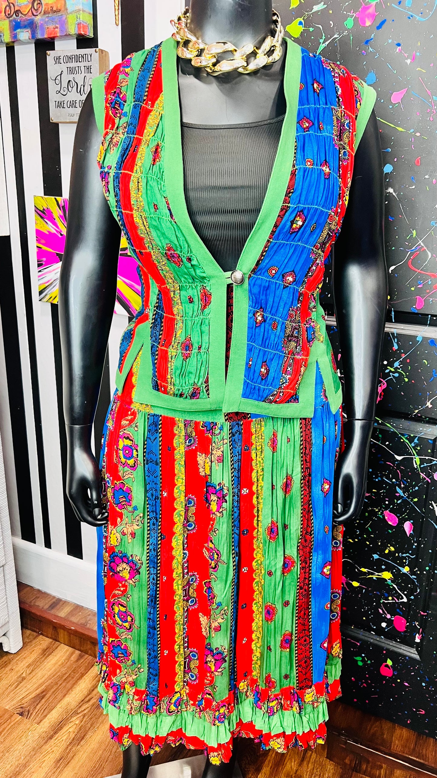 Vintage Rayon Vest & Skirt Set (16)