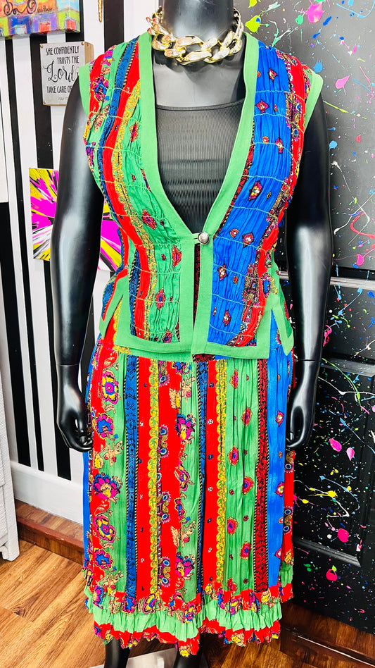 Vintage Rayon Vest & Skirt Set (16)