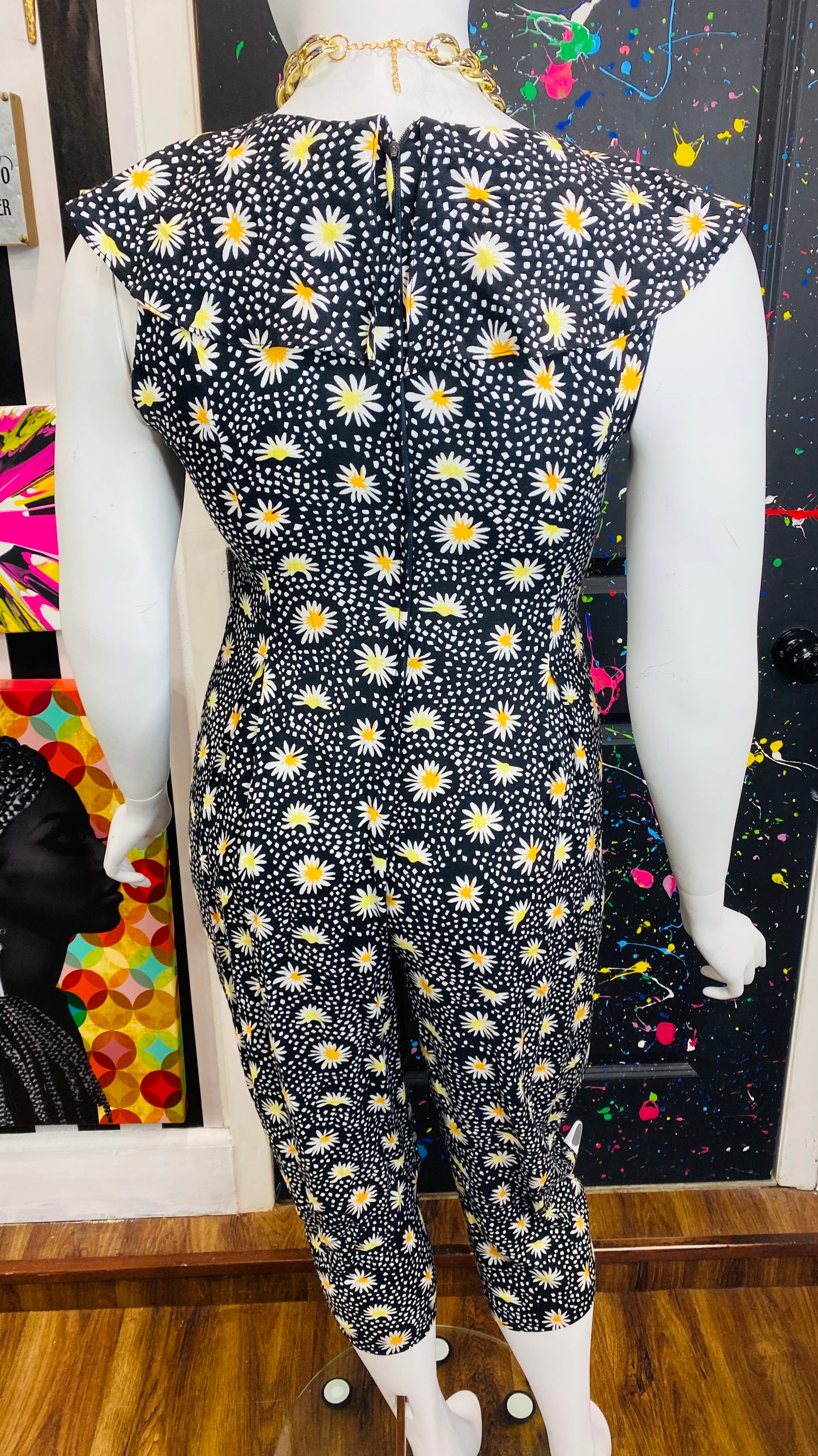 Vintage Rayon Sunflower Jumpsuit (12)