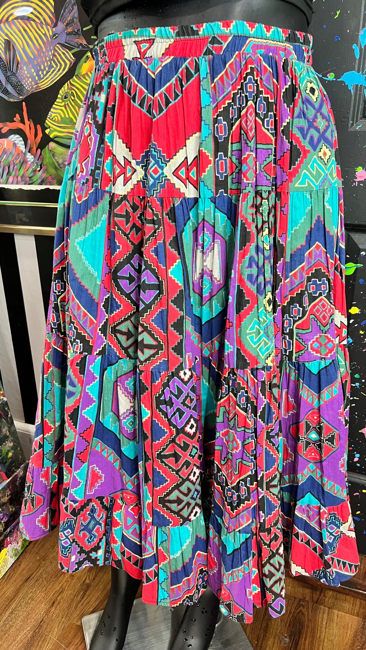 Vintage Cotton Tribal Print Skirt (14)