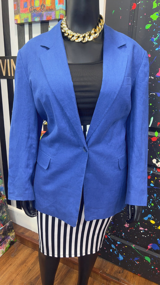 Vintage Solid Blue Blazer (22W)