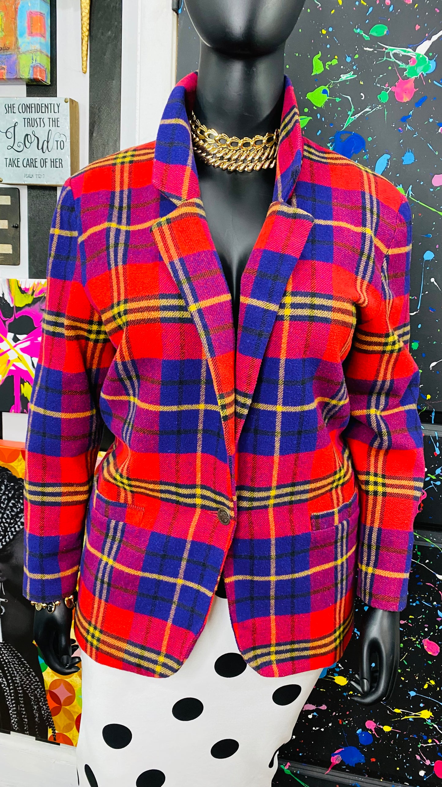 Vintage Plaid Wool (lined) Blazer (16)