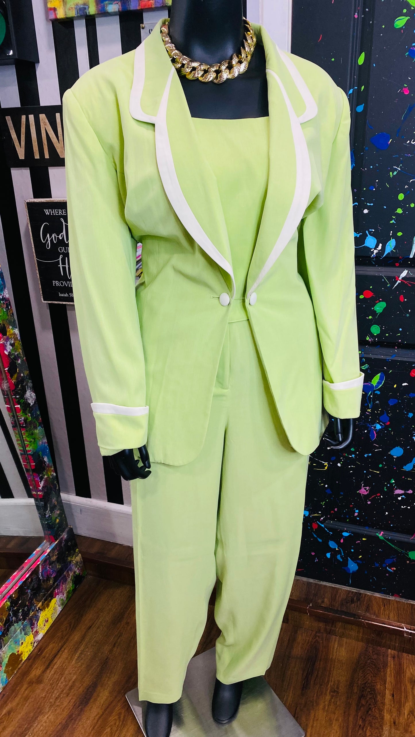 Vintage Soft Green w/ White Trim 3 Piece Set (24)