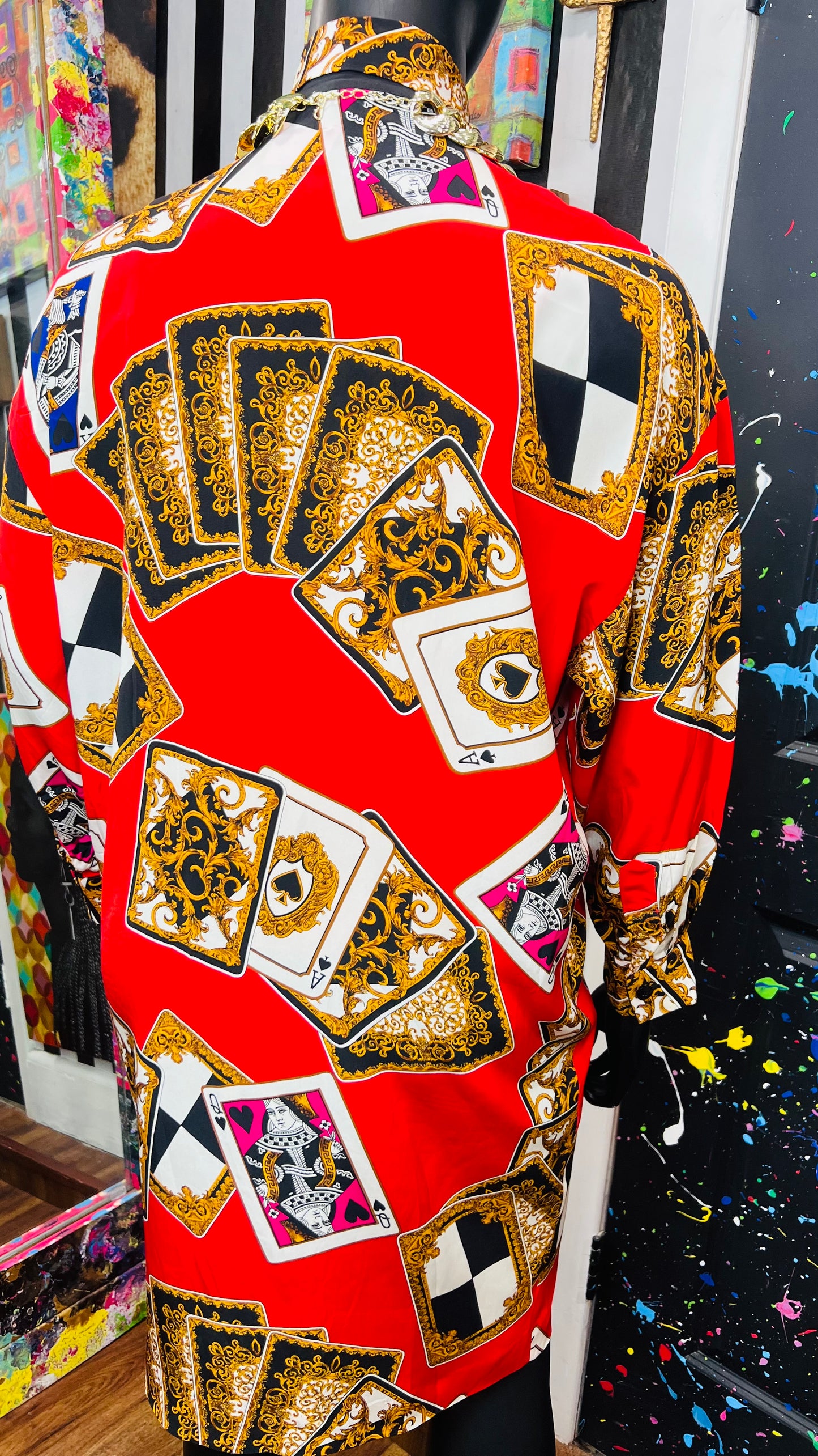 Vintage 100% Silk Ace Of Spades Dress (12) - Can fit up to some 16