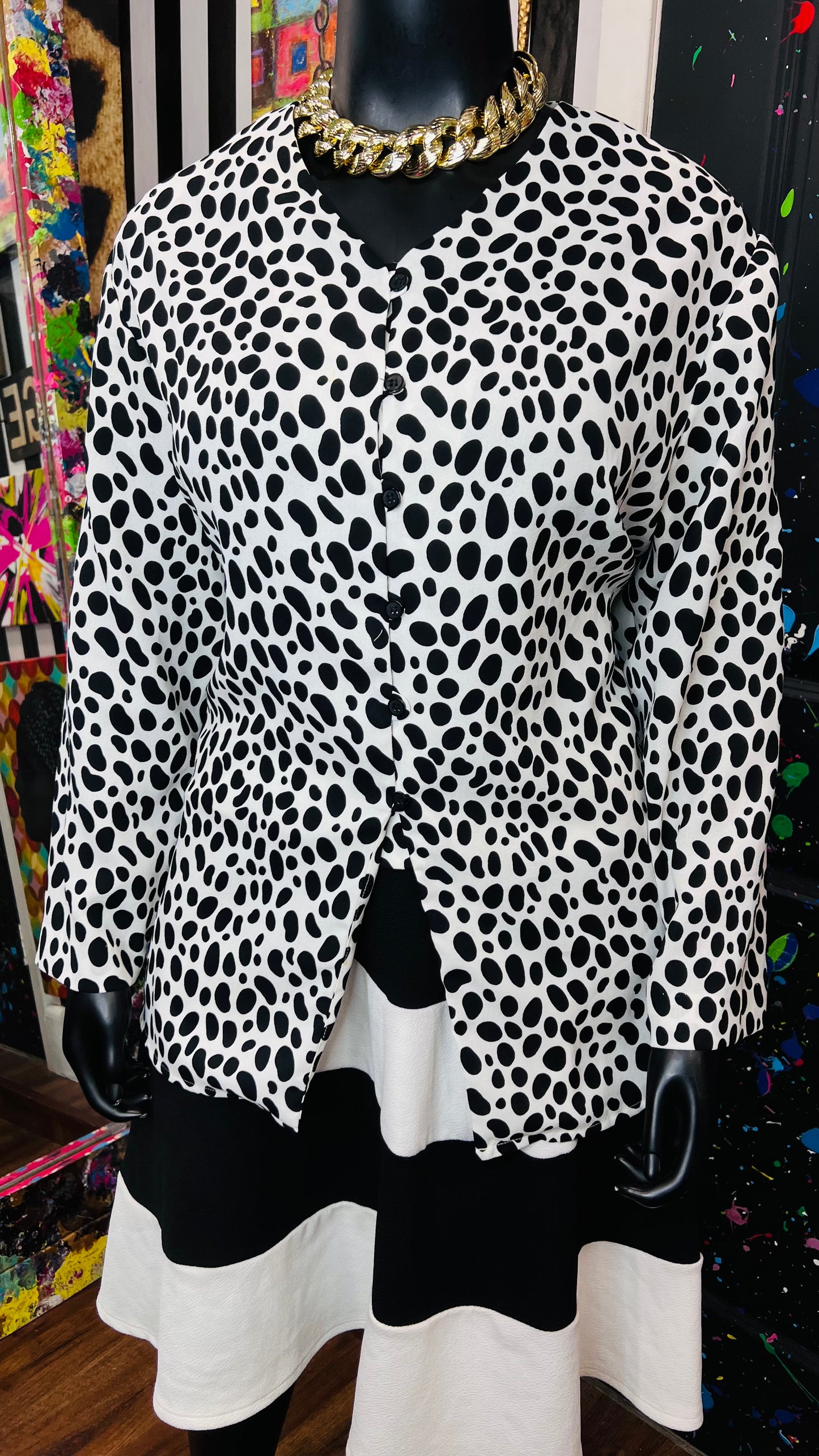 Black & White Animal Print Blouse (24)