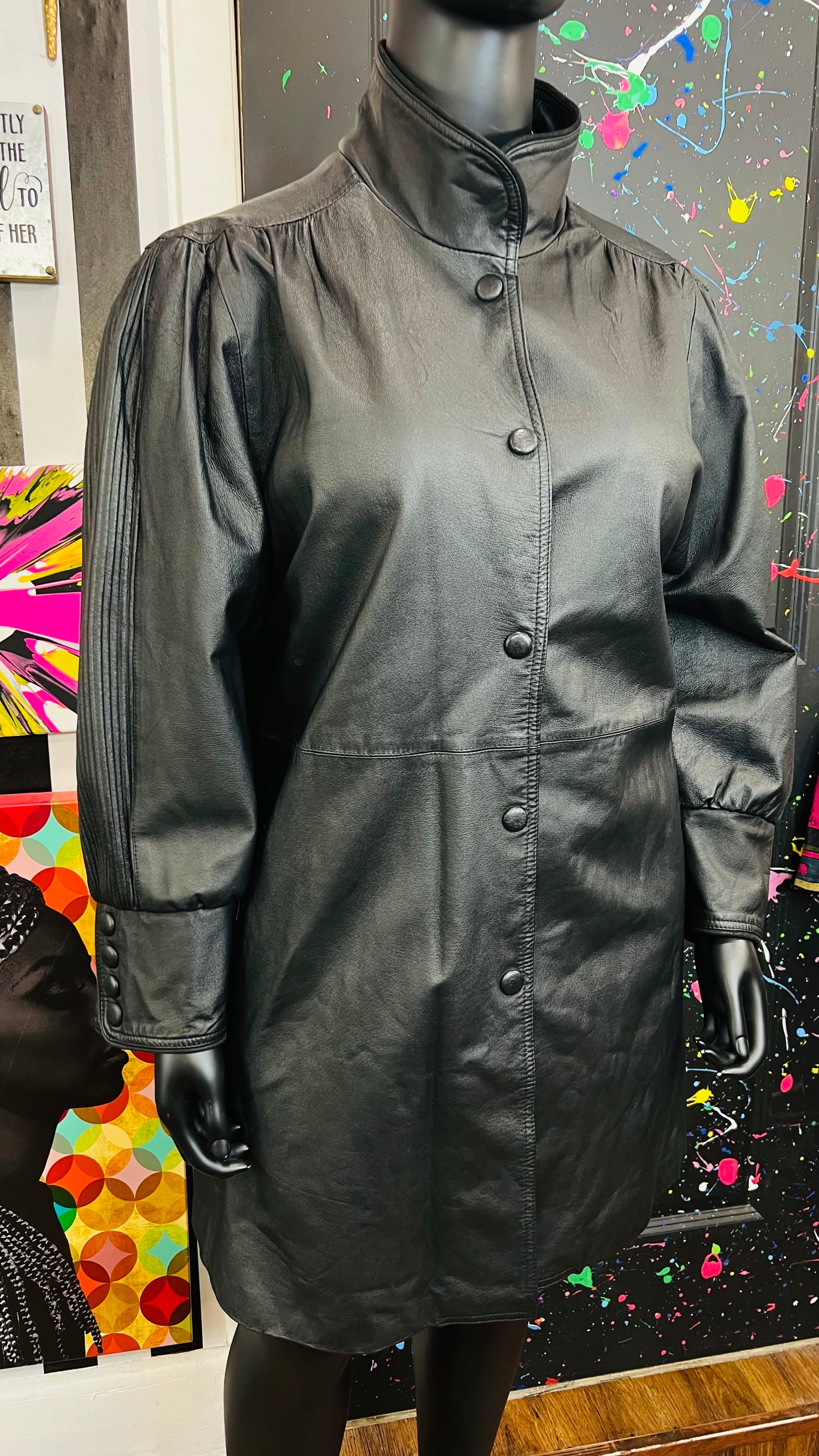 Vintage Genuine Leather Swing Coat (24)