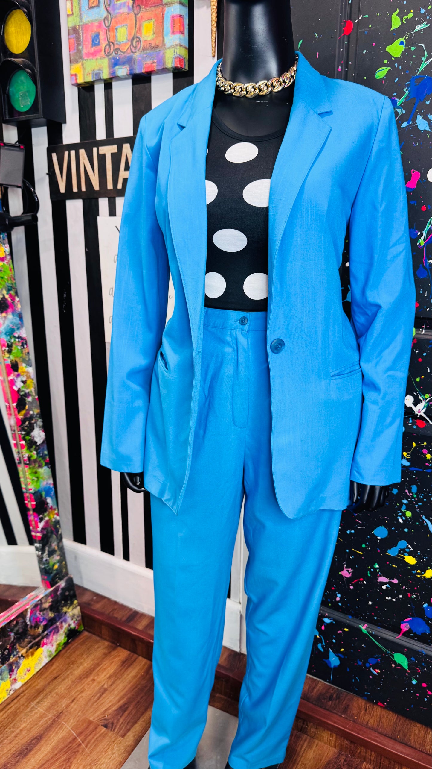 Vintage Blue Power Pants Suit (16T)