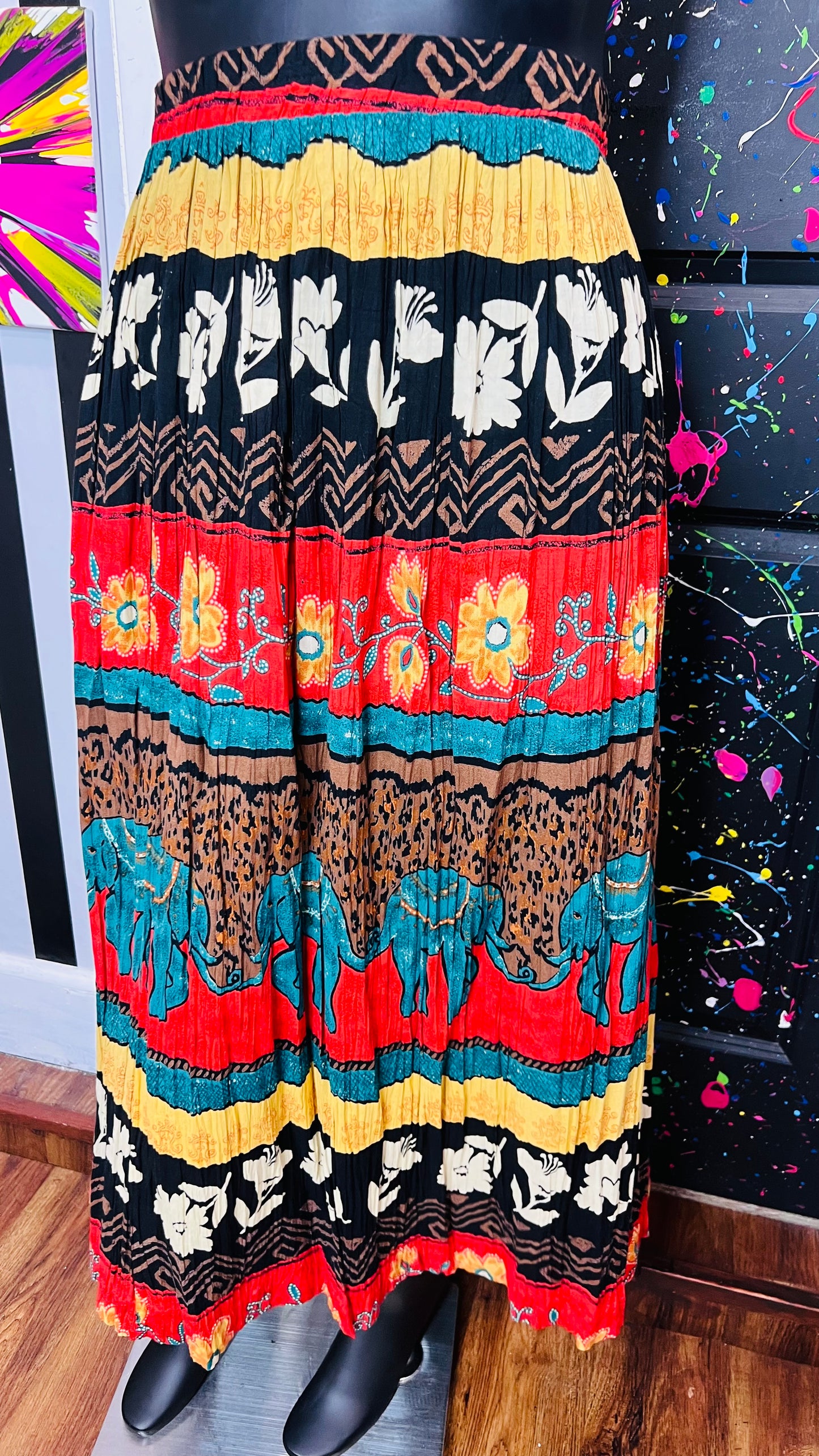 Vintage Rayon Tribal Print Skirt (22/24)