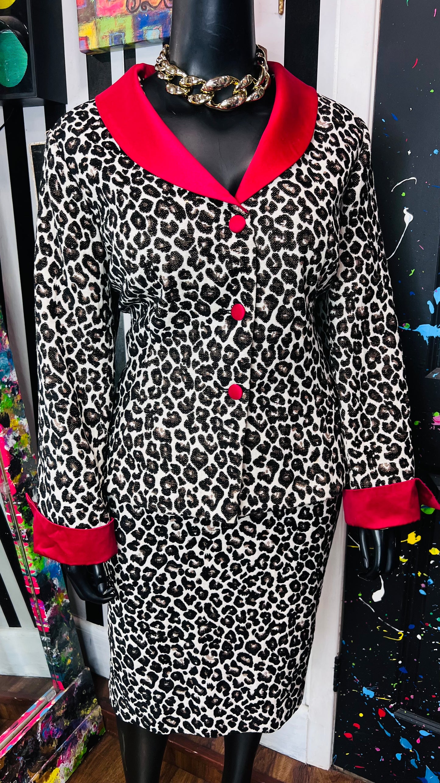 Vintage Cheetah Print Skirt Suit (22W)