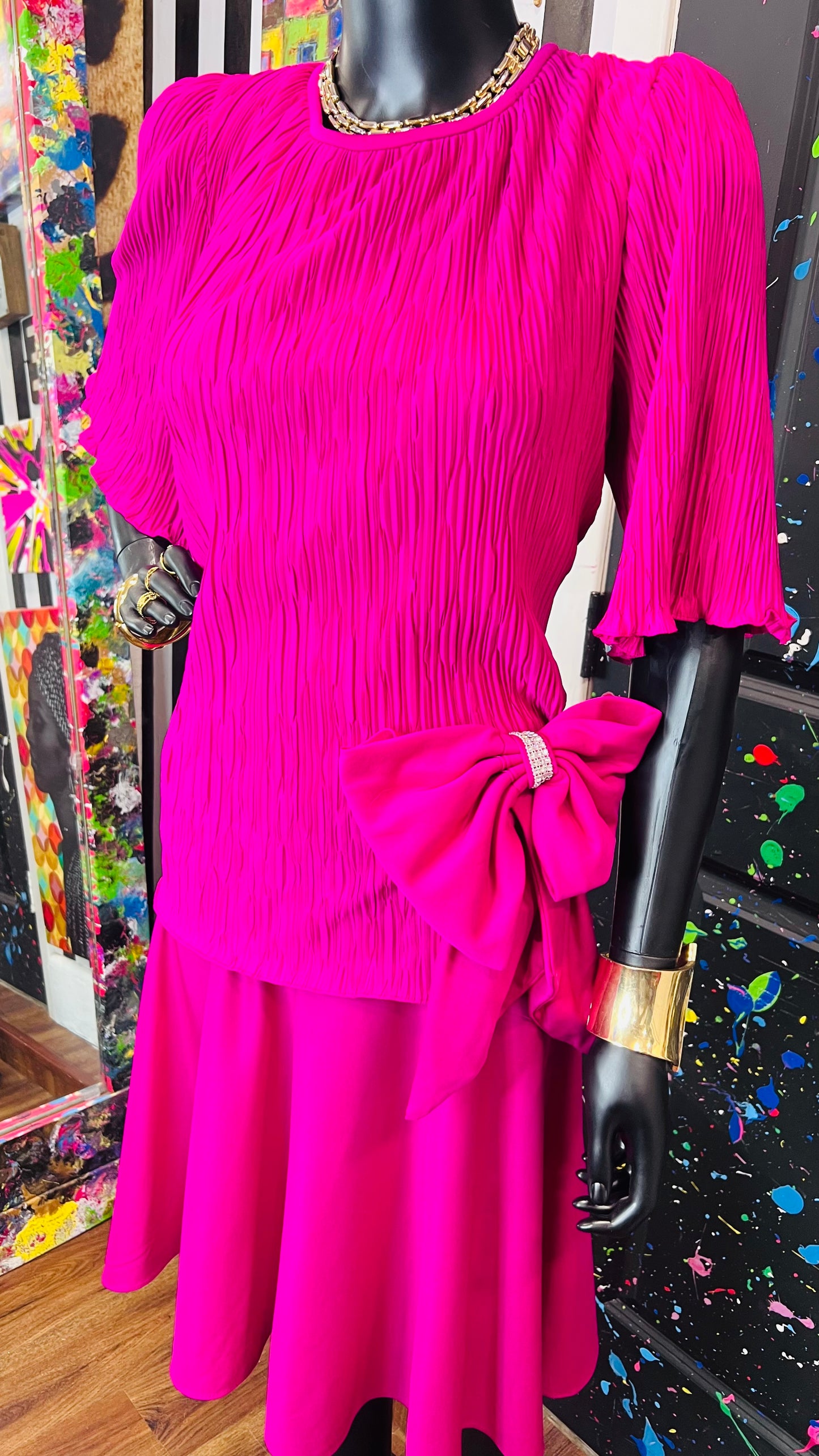 Vintage Pink Bow Dress (14)